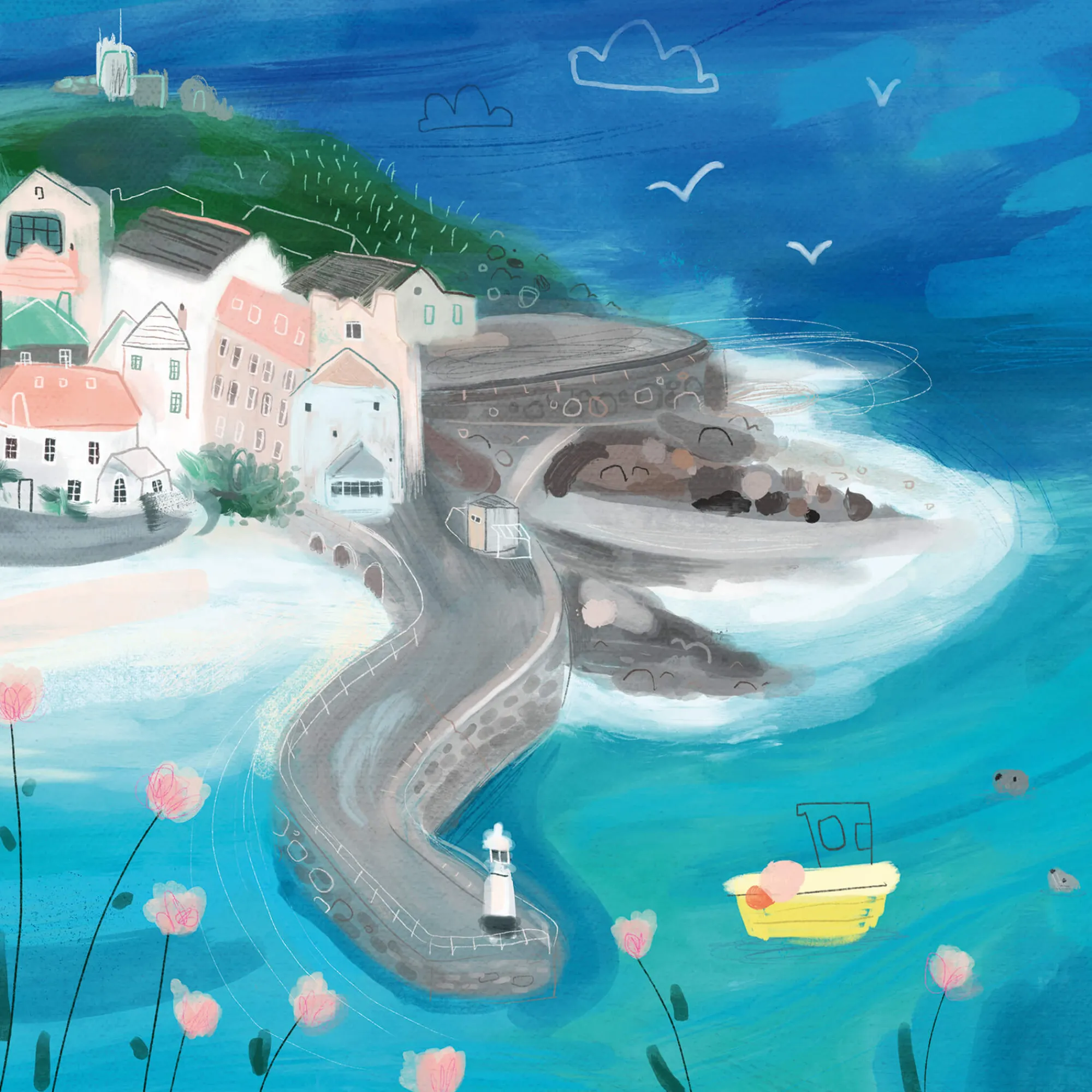Unframed Prints*Whistlefish St Ives Boats Mini Square Art Print