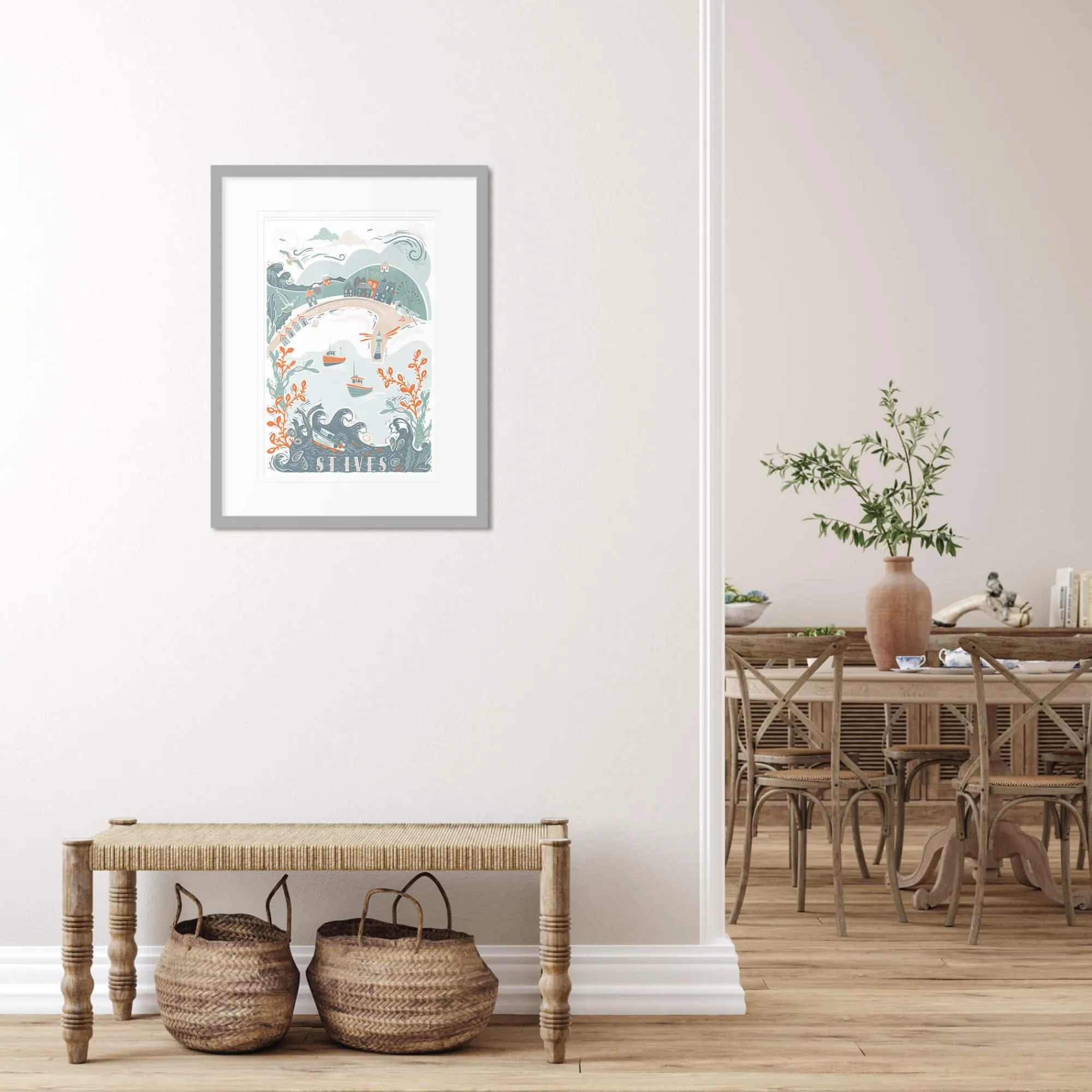 St Ives|Cornwall*Whistlefish St Ives Lino Framed Print
