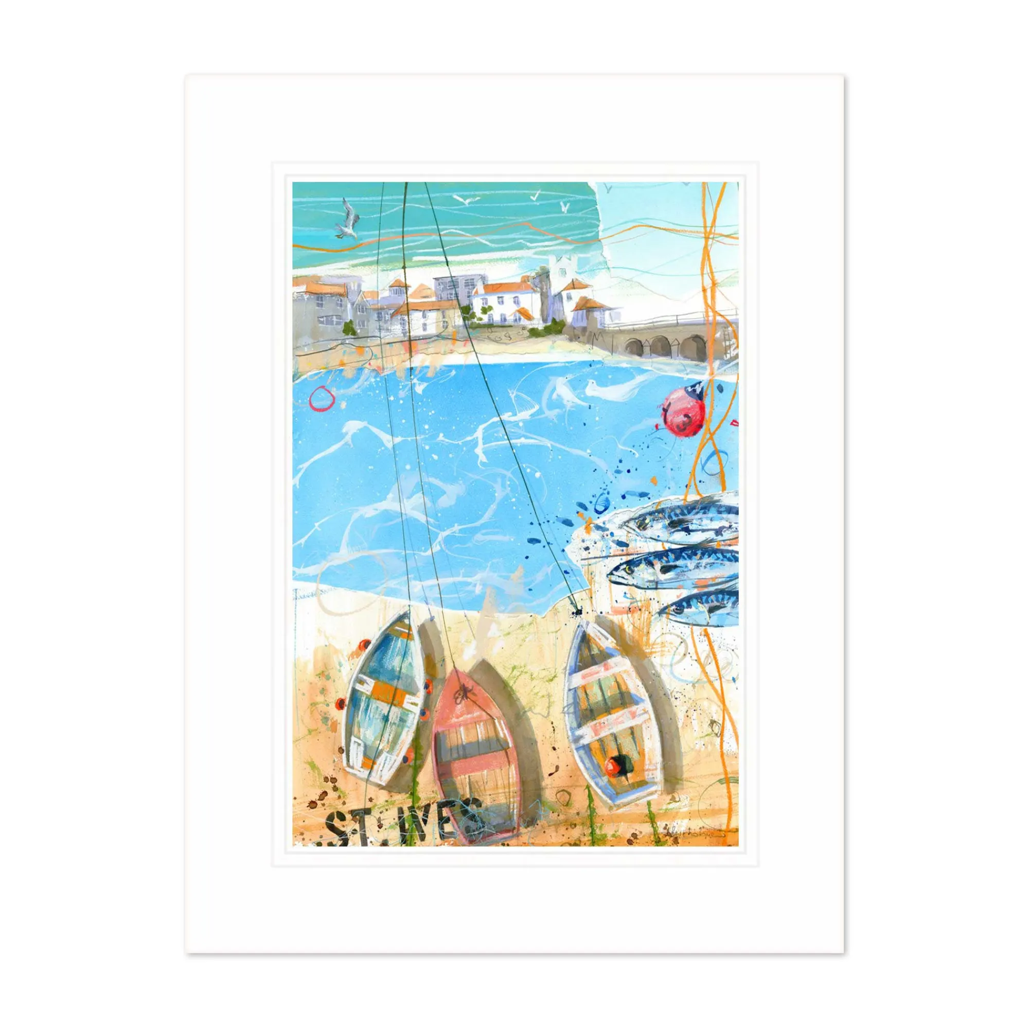 St Ives|Boat & Sailing*Whistlefish St Ives Montage Large Mounted Pr