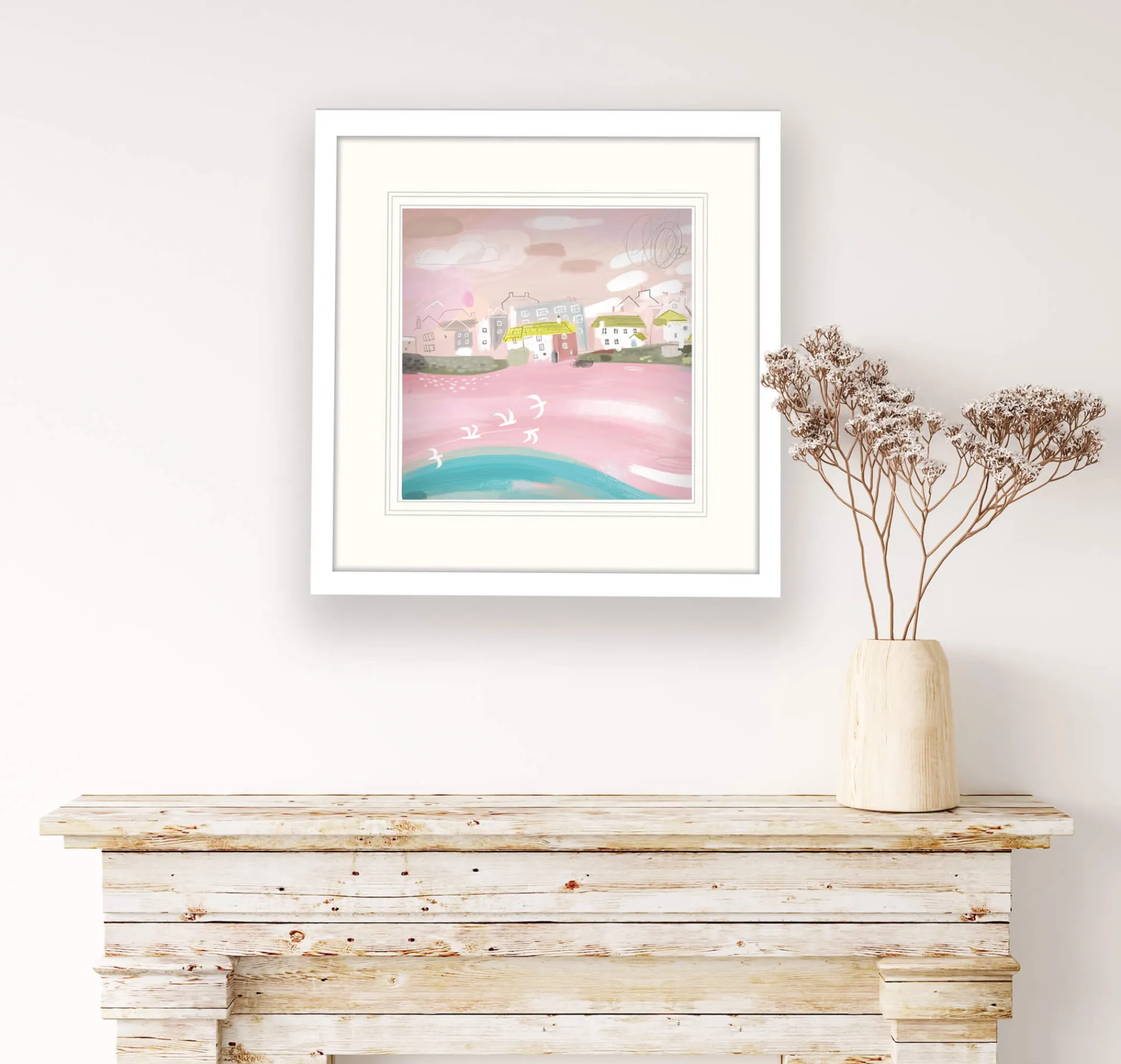 Unframed Prints*Whistlefish St Ives Pink Harbour Art Print