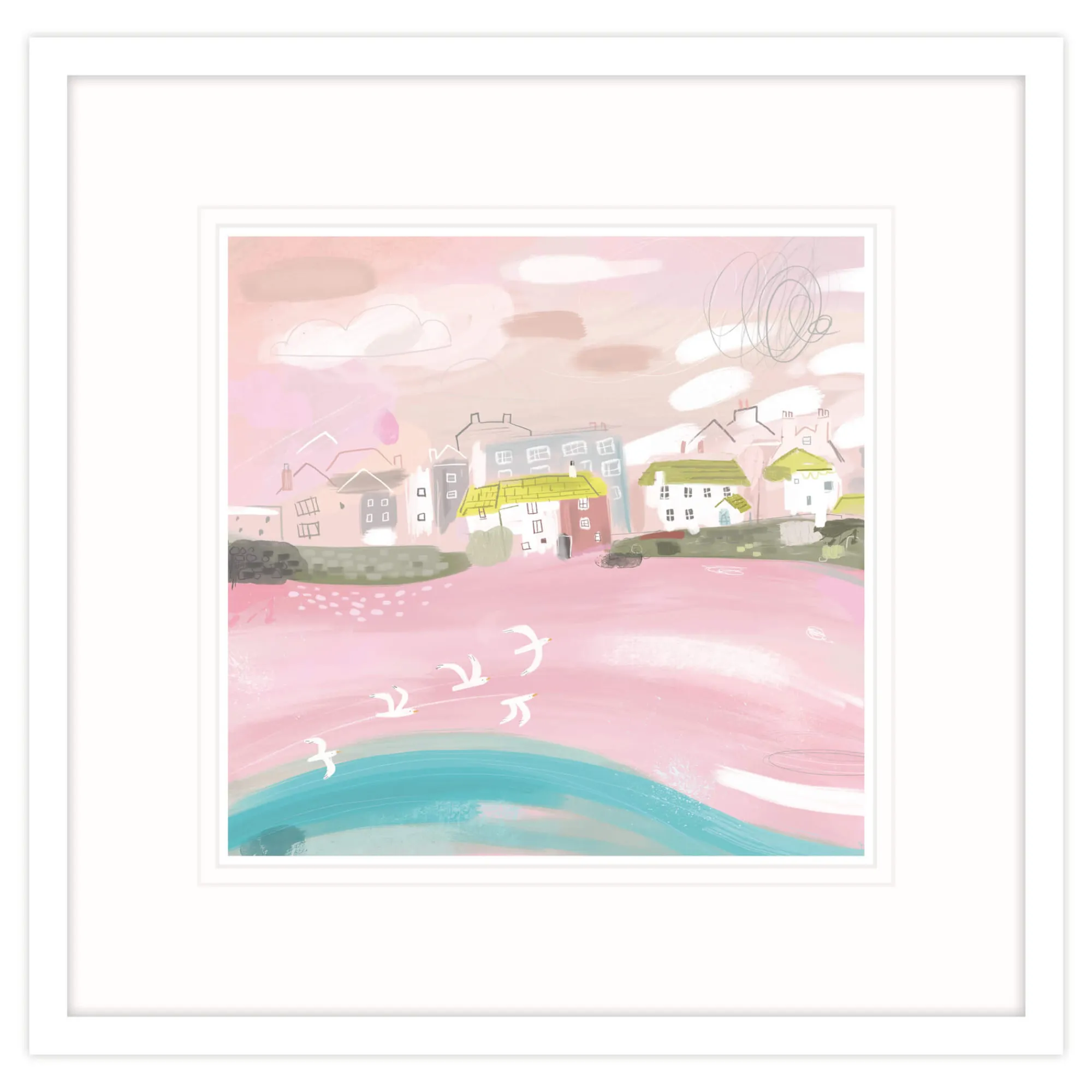 St Ives|Cornwall*Whistlefish St Ives Pink Harbour Framed Print