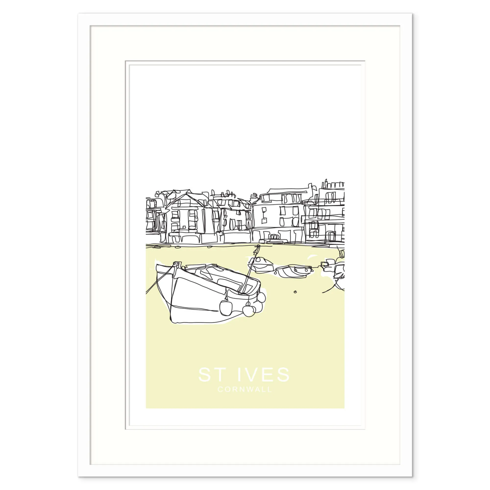 St Ives|Cornwall*Whistlefish St Ives Yellow Small Framed Print