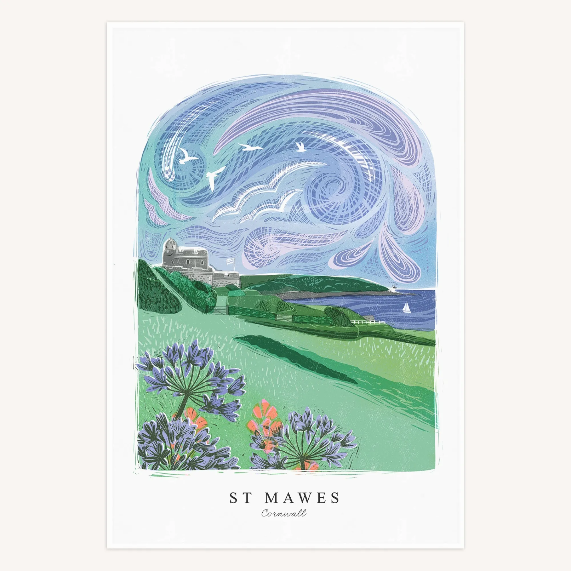 Under £20|Under £10*Whistlefish St Mawes Arched Lino Tea Towel
