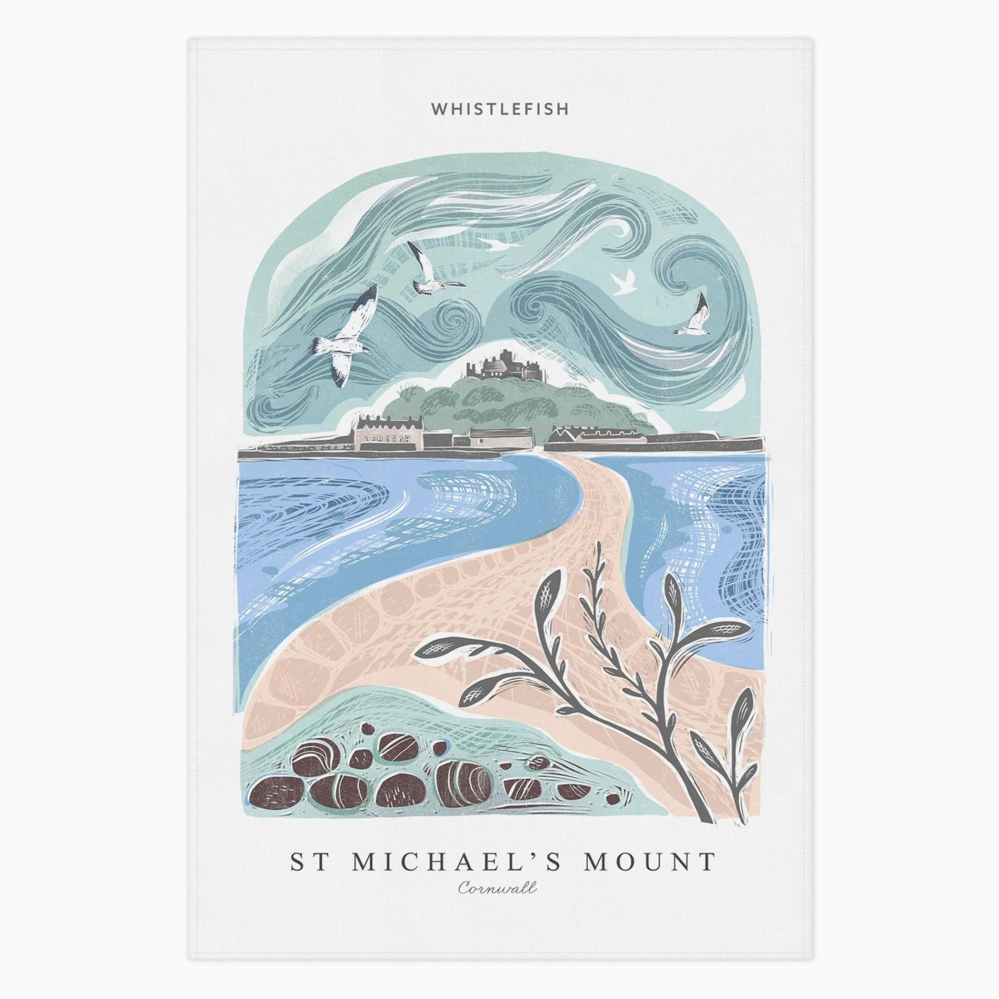 Under £20|Under £10*Whistlefish St Michaels Mount Arched Lino Tea Towel