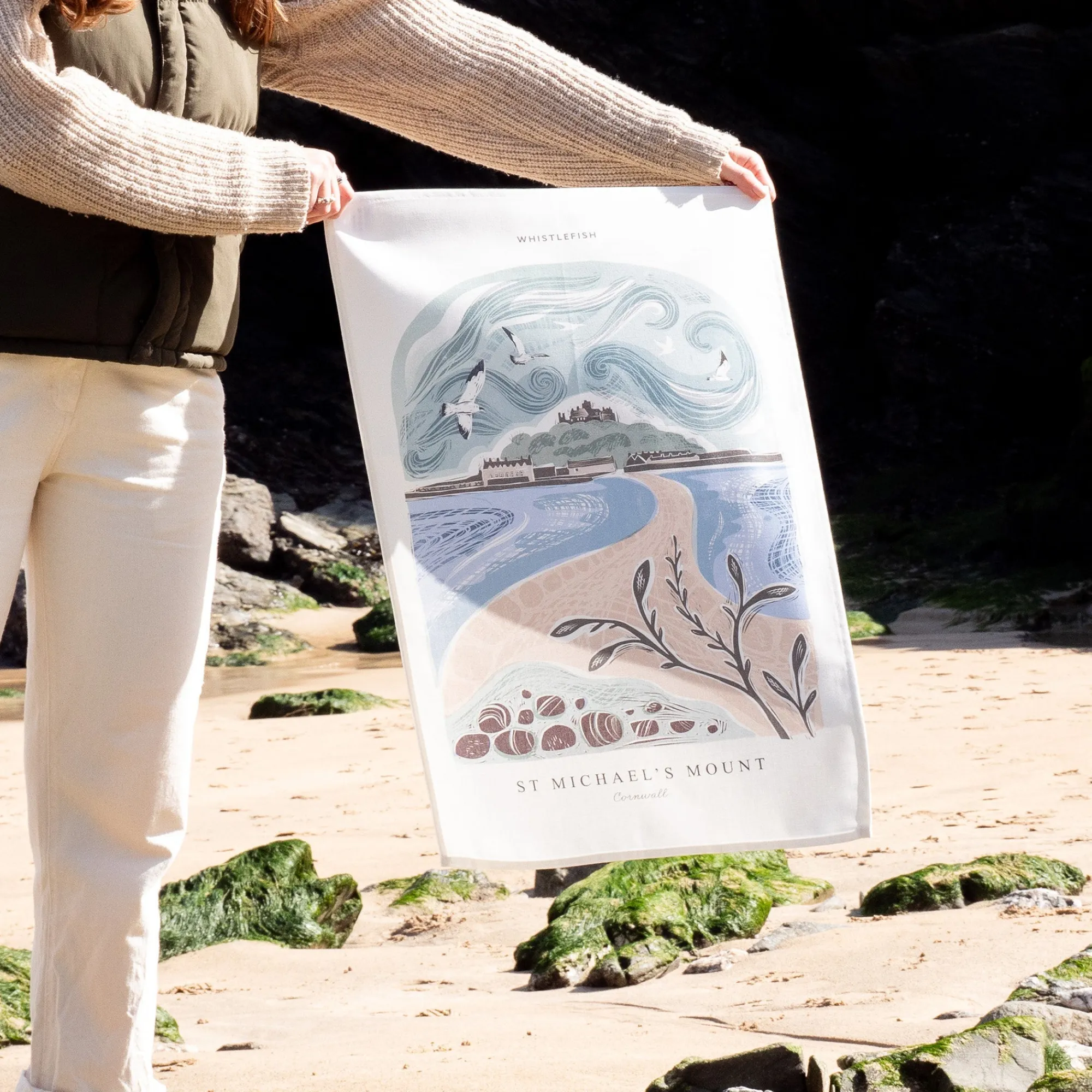 Under £20|Under £10*Whistlefish St Michaels Mount Arched Lino Tea Towel
