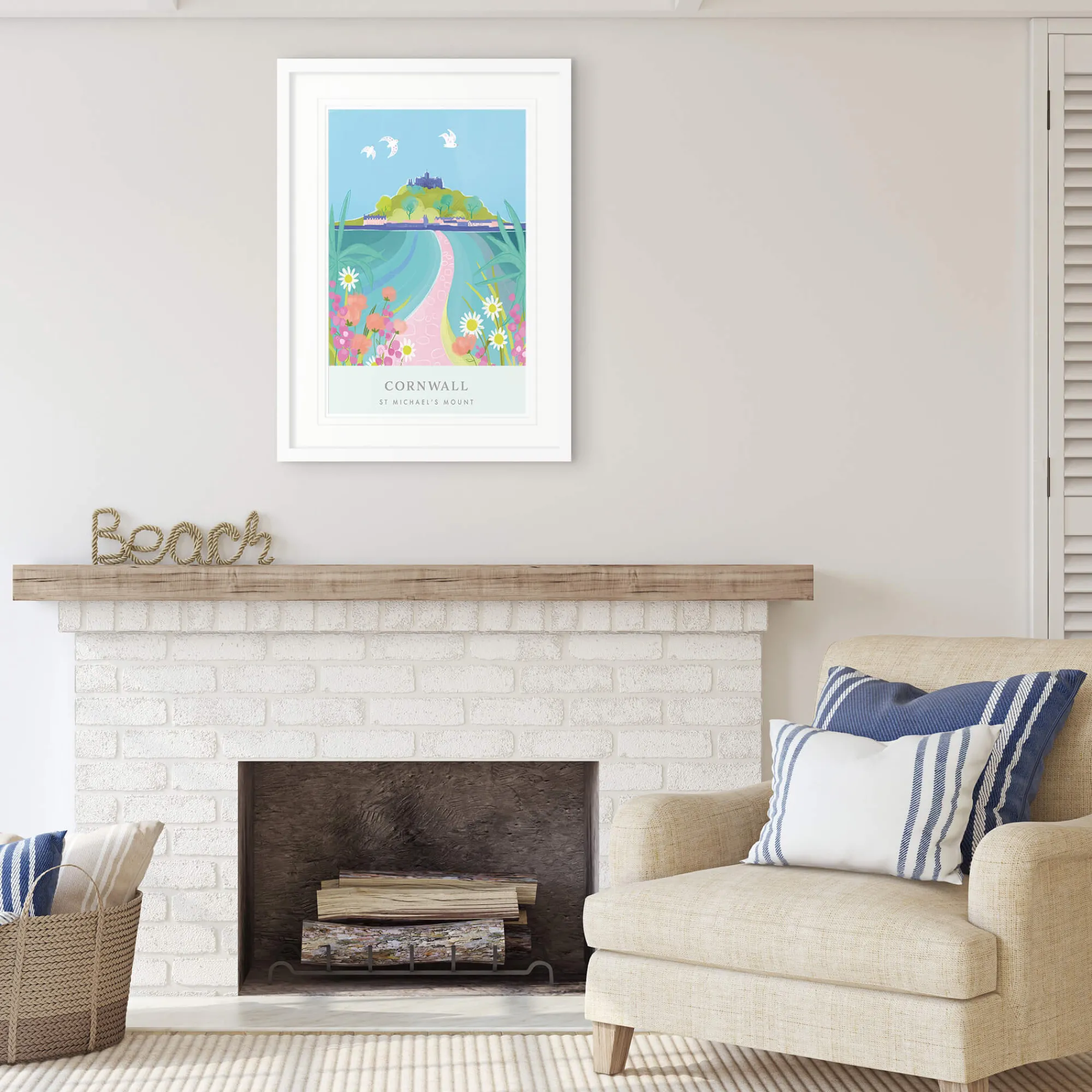 Cornwall|Coastal Scenes*Whistlefish St Michaels Mount Small Framed Print