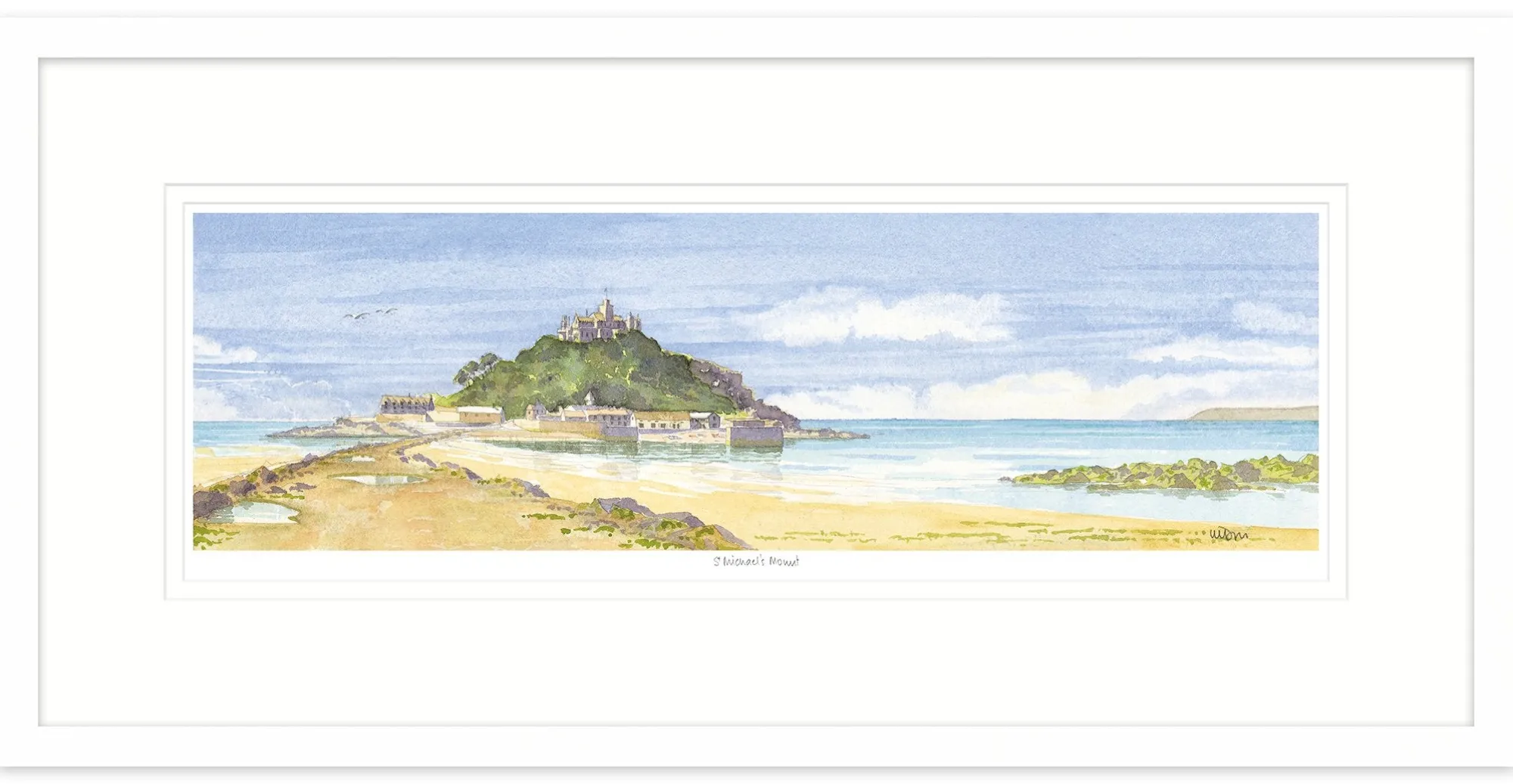 Cornwall|Framed Prints*Whistlefish St Michael's Mount Watercolour Fr. Print