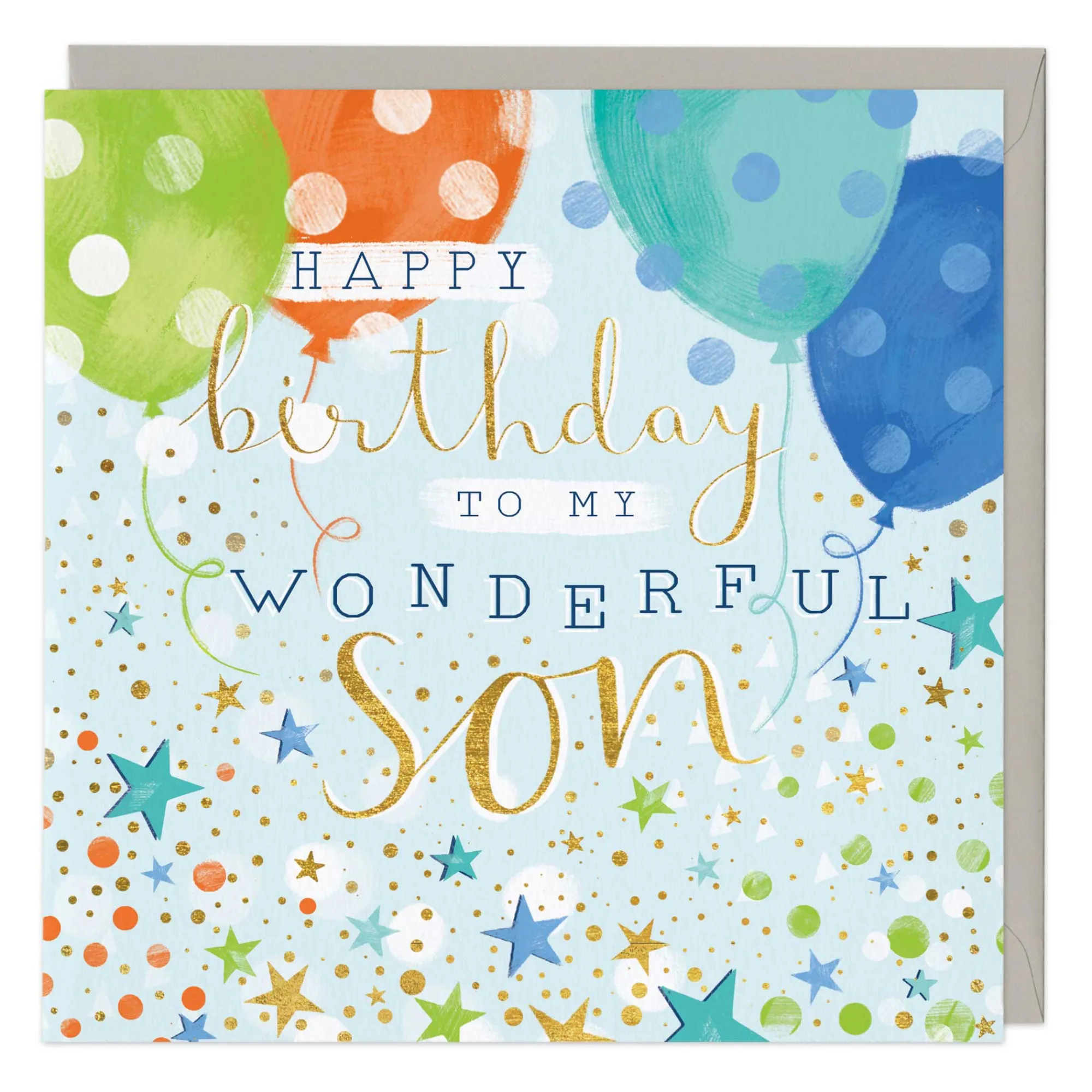 Birthday|For Relatives*Whistlefish Stars & Confetti Son Birthday Card