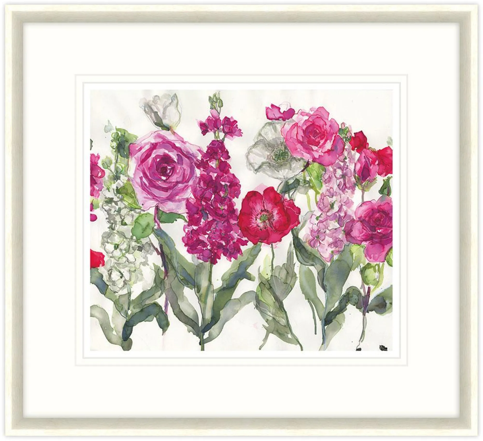 Framed Prints*Whistlefish Stocks, Rose & Poppies Floral Framed Print