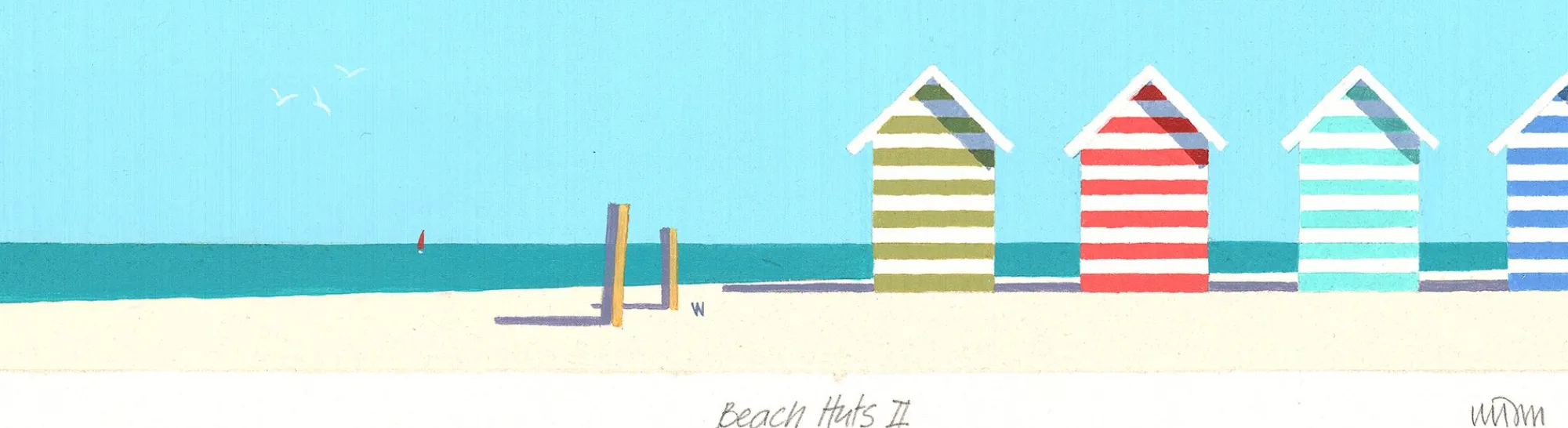 Unframed Prints*Whistlefish Striped Beach Huts Art Print