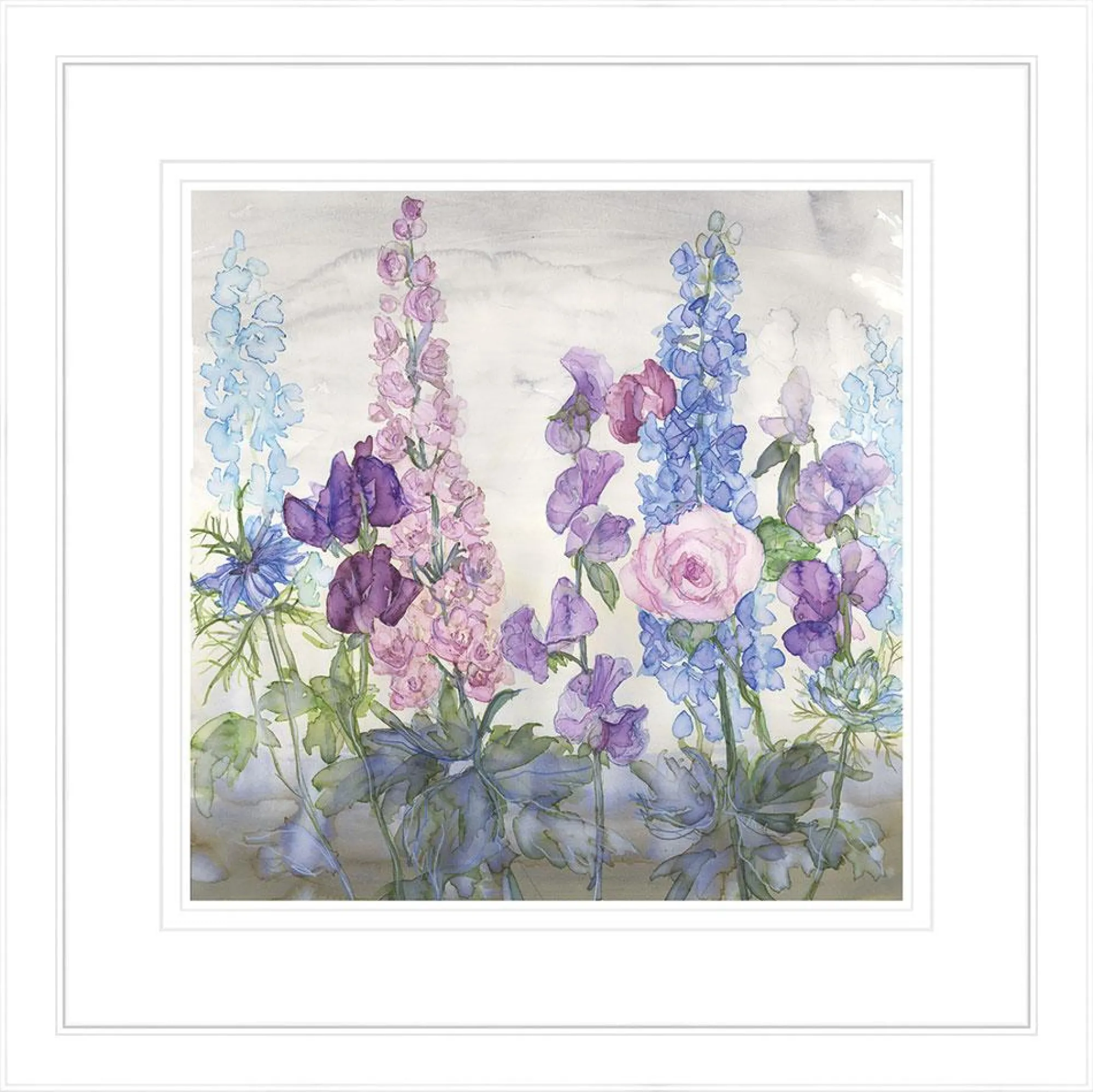Framed Prints*Whistlefish Sweetpea & Delphiniums Framed Print