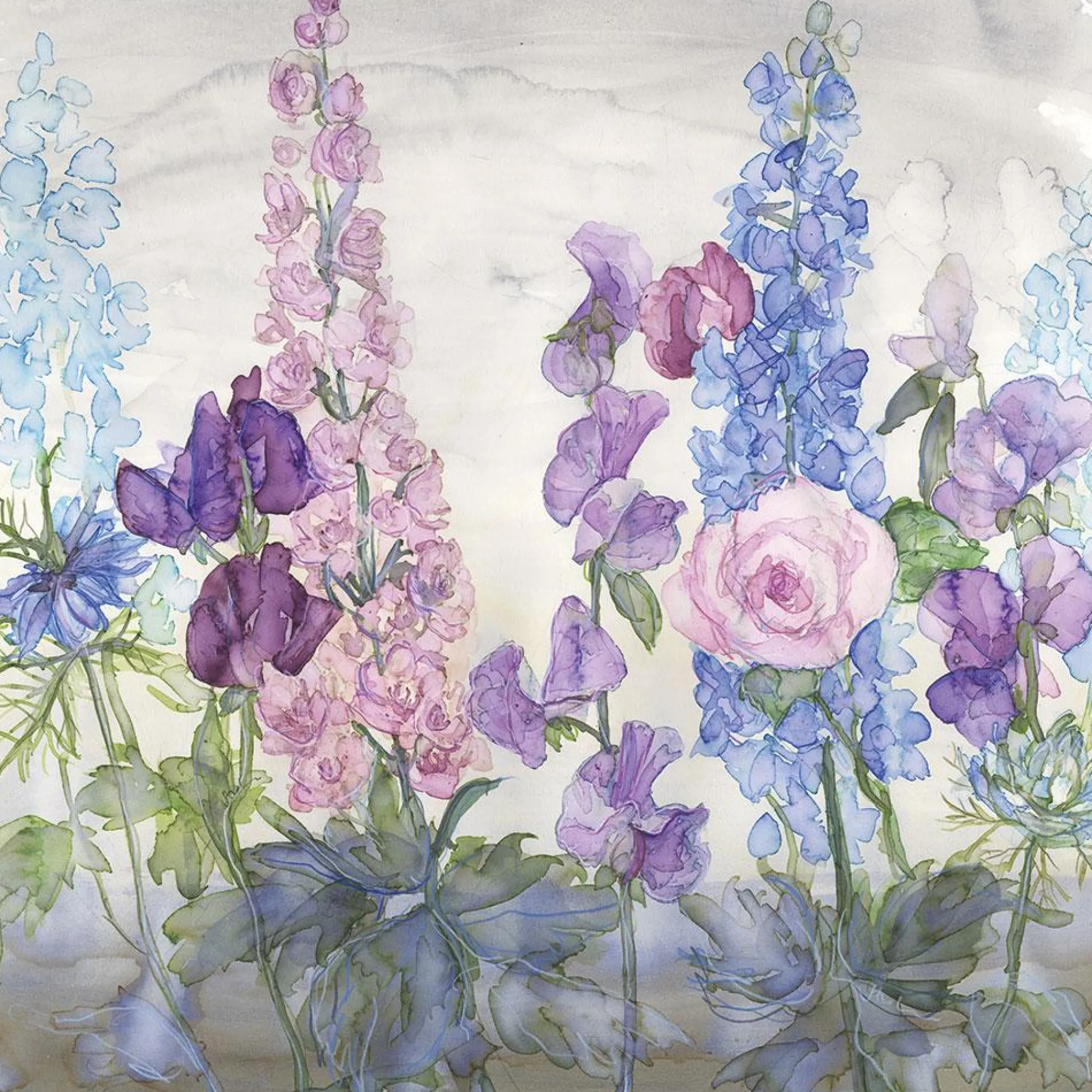 Unframed Prints*Whistlefish Sweetpea & Delphiniums Art Print