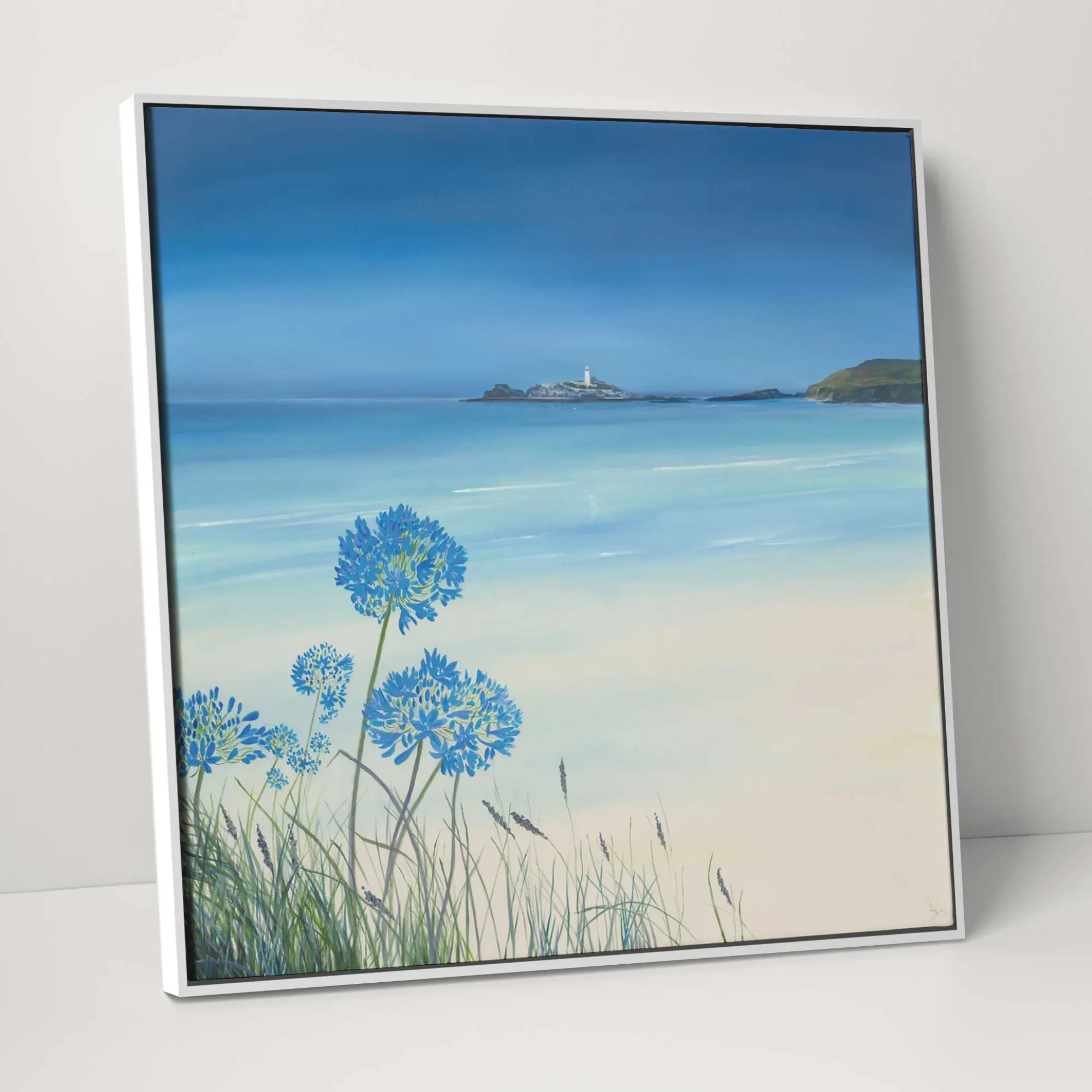 Cornwall|Floral & Flowers*Whistlefish Temp Rising Godrevy Beach Framed Canvas