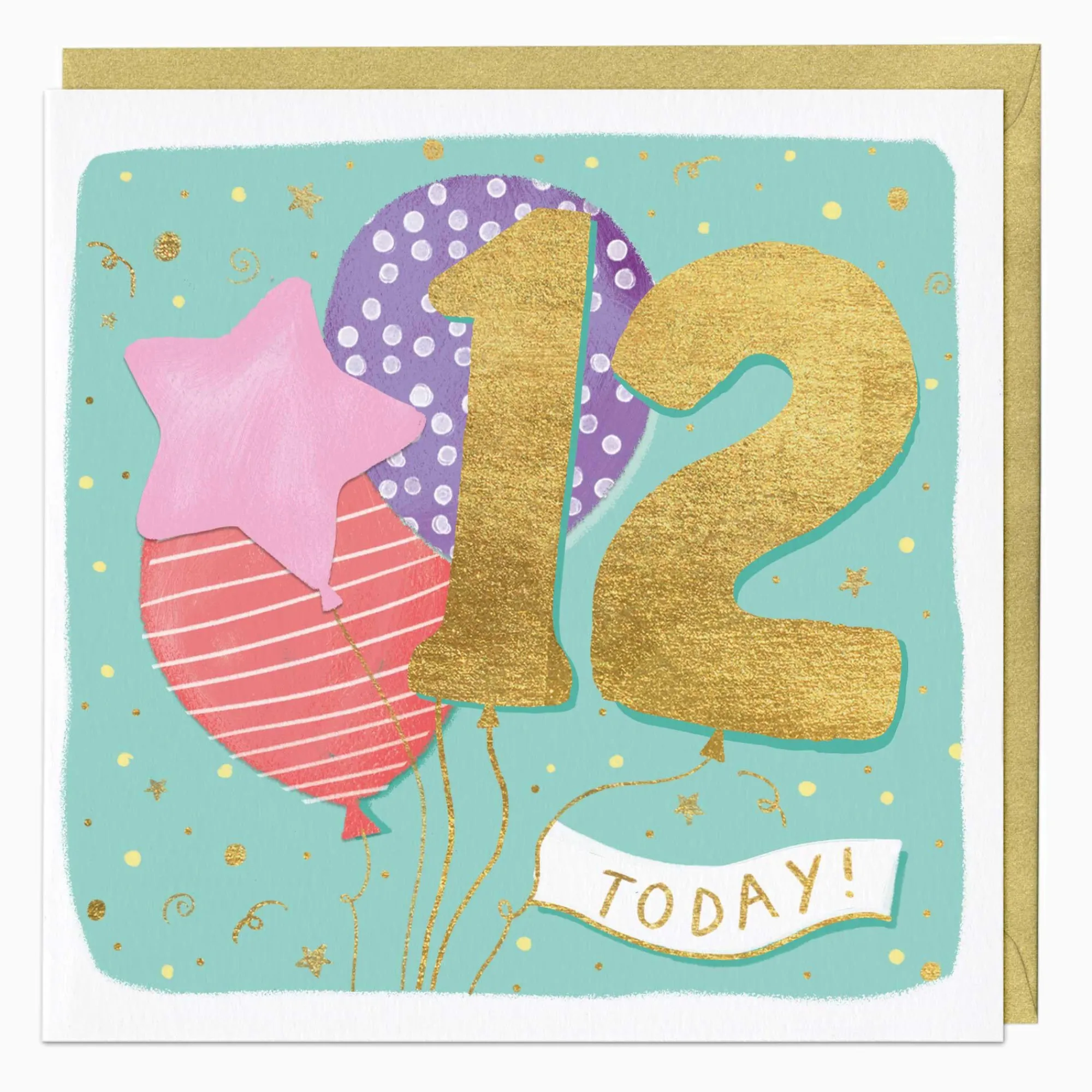 Birthday|By Age*Whistlefish 12th Balloon Birthday Card