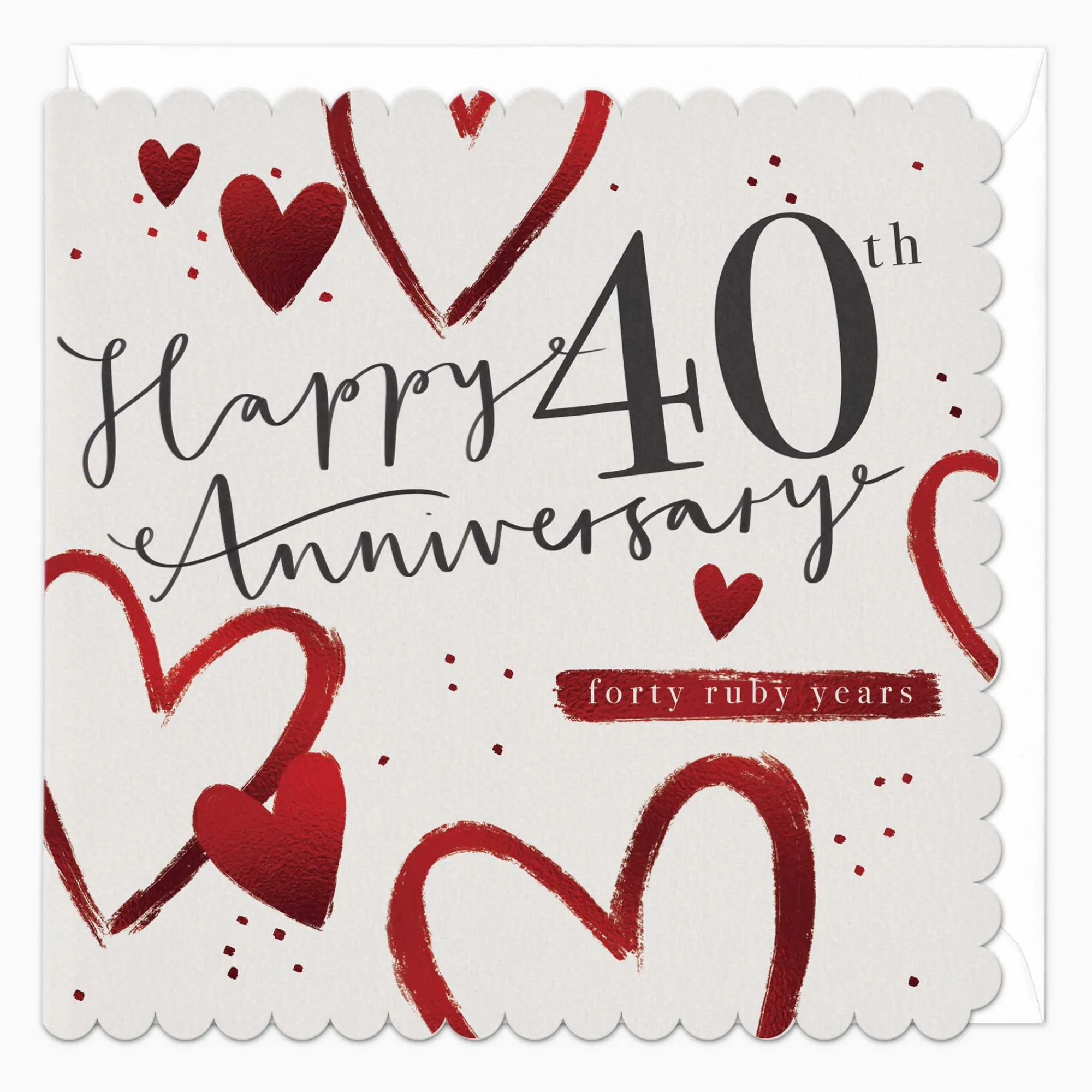 Anniversary*Whistlefish 40th Ruby Anniversary Scalloped Card