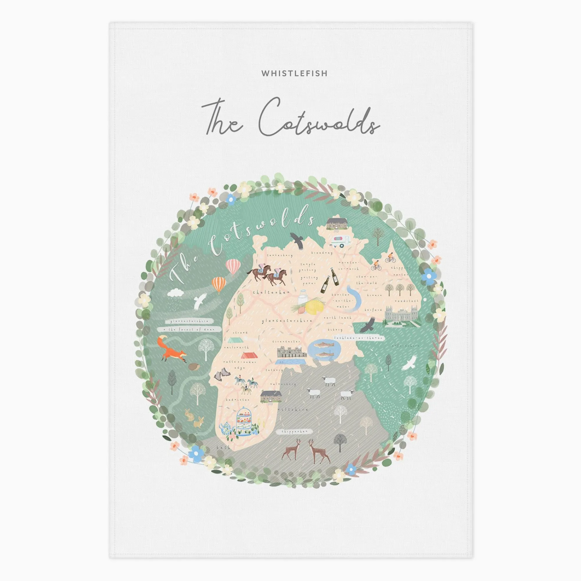 Under £20|Under £10*Whistlefish The Cotswolds Map Tea Towel