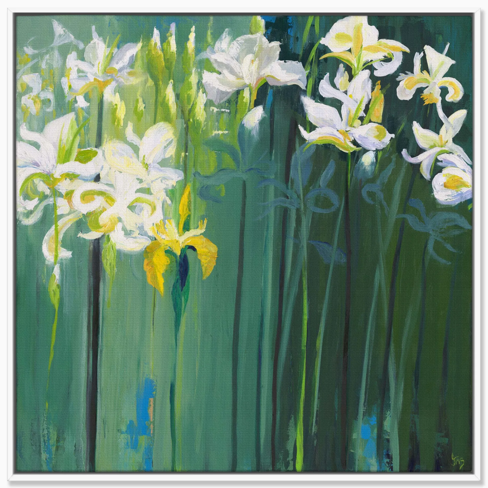 Floral & Flowers|Framed Canvas*Whistlefish The Yellow Iris Large Framed Canvas