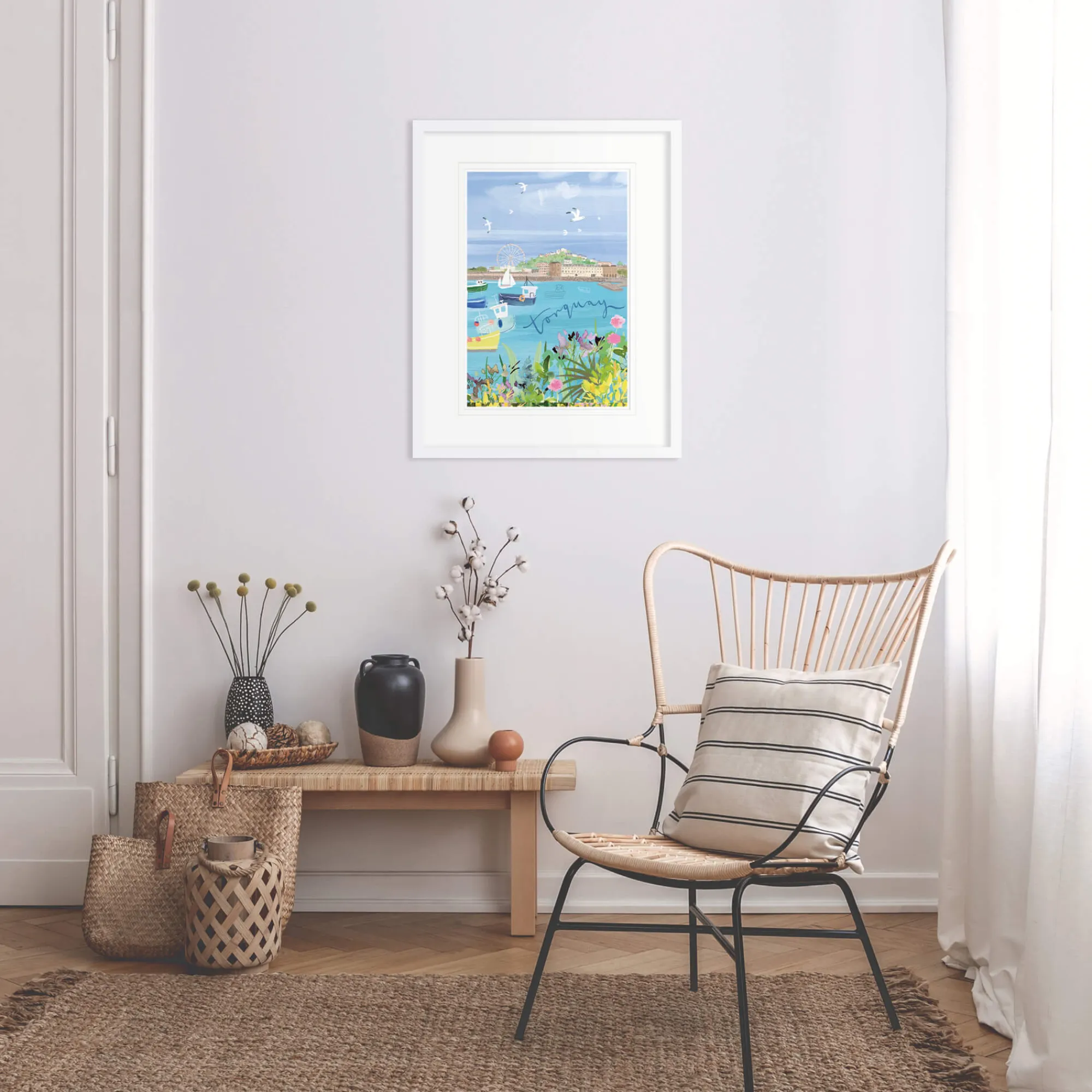 Cornwall|Travel*Whistlefish Torquay Med Framed Print