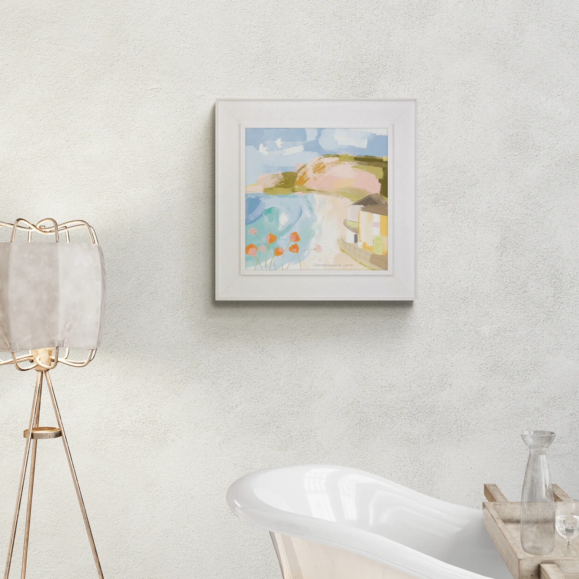 Floral & Flowers|Coastal Scenes*Whistlefish Trevaunance Cove Tray Framed Canvas