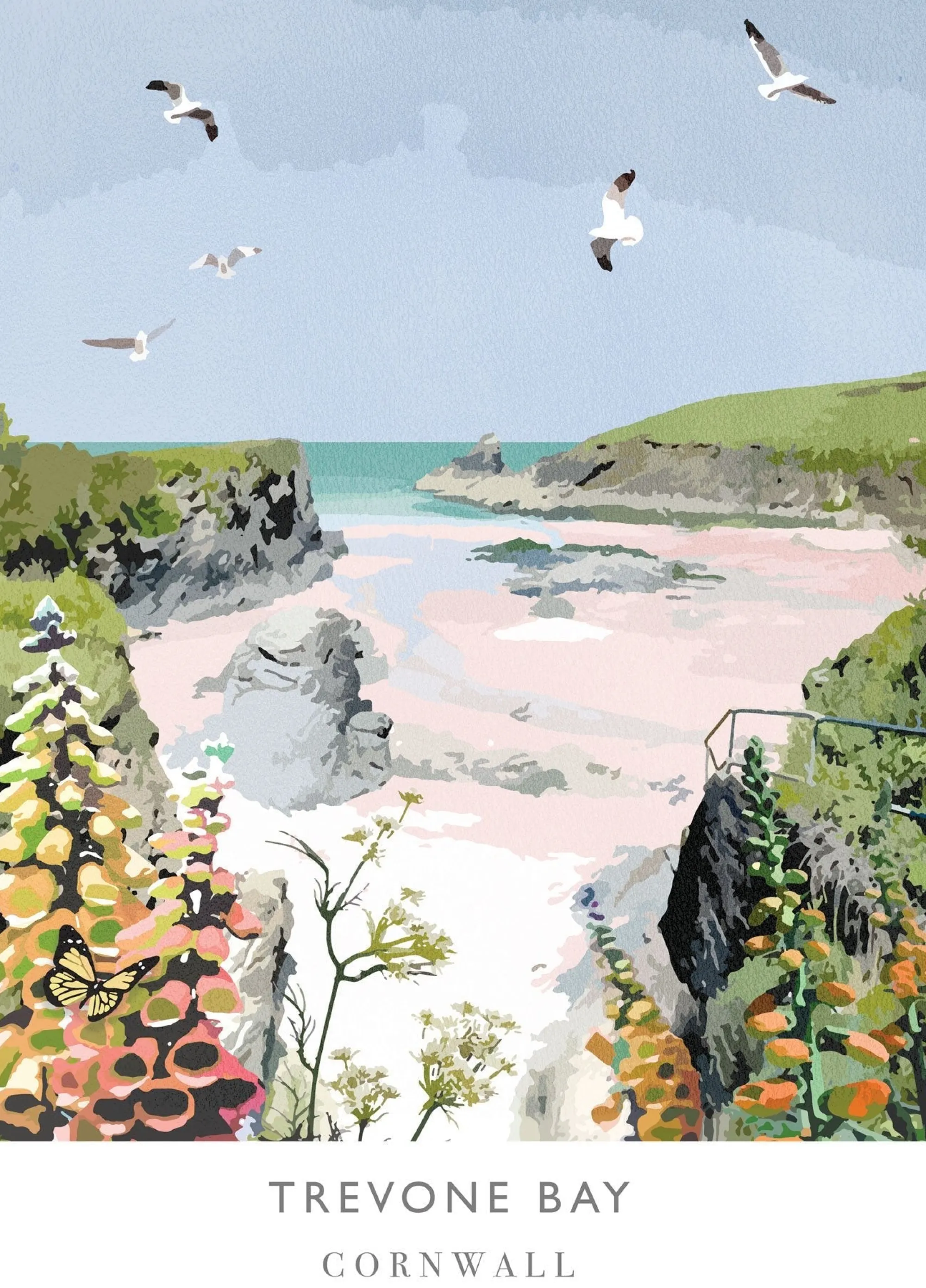 Unframed Prints*Whistlefish Trevone Bay Art Print