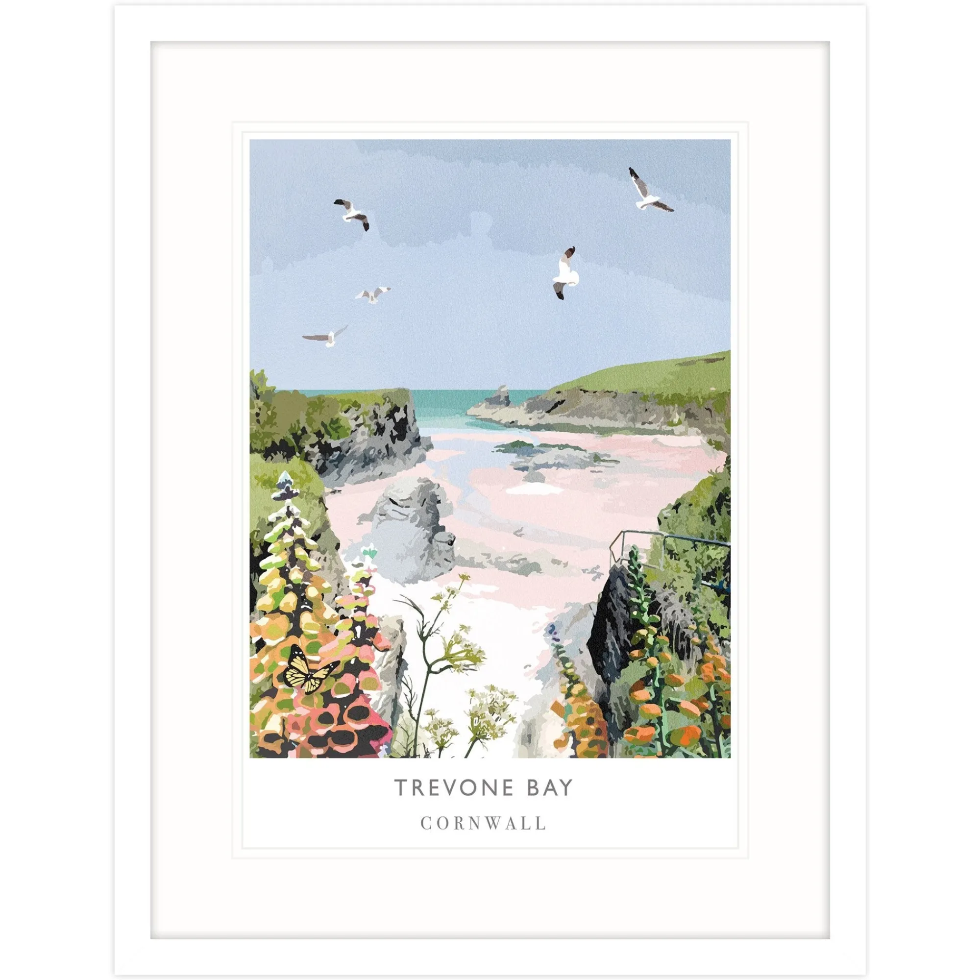 Padstow|Cornwall*Whistlefish Trevone Bay Large Framed Print