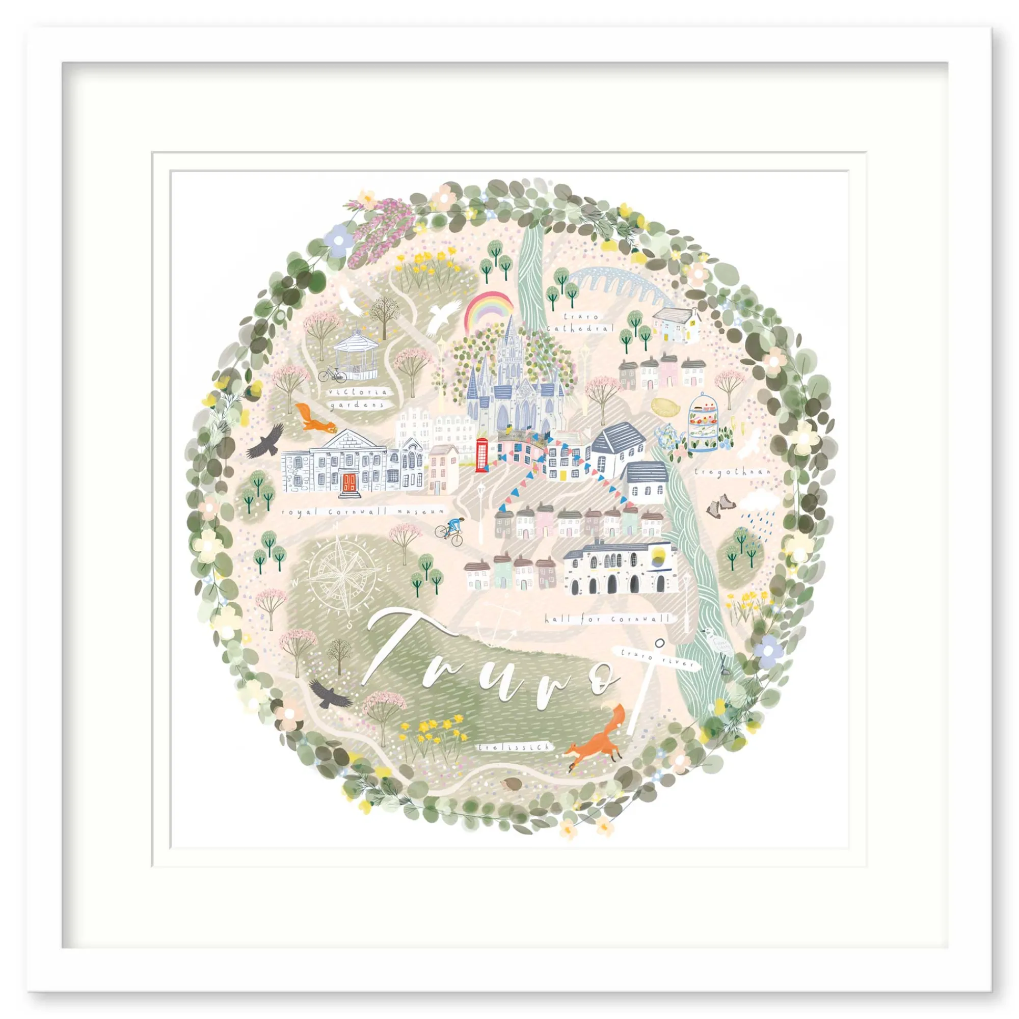Cornwall|Framed Prints*Whistlefish Truro Map Medium Framed Print
