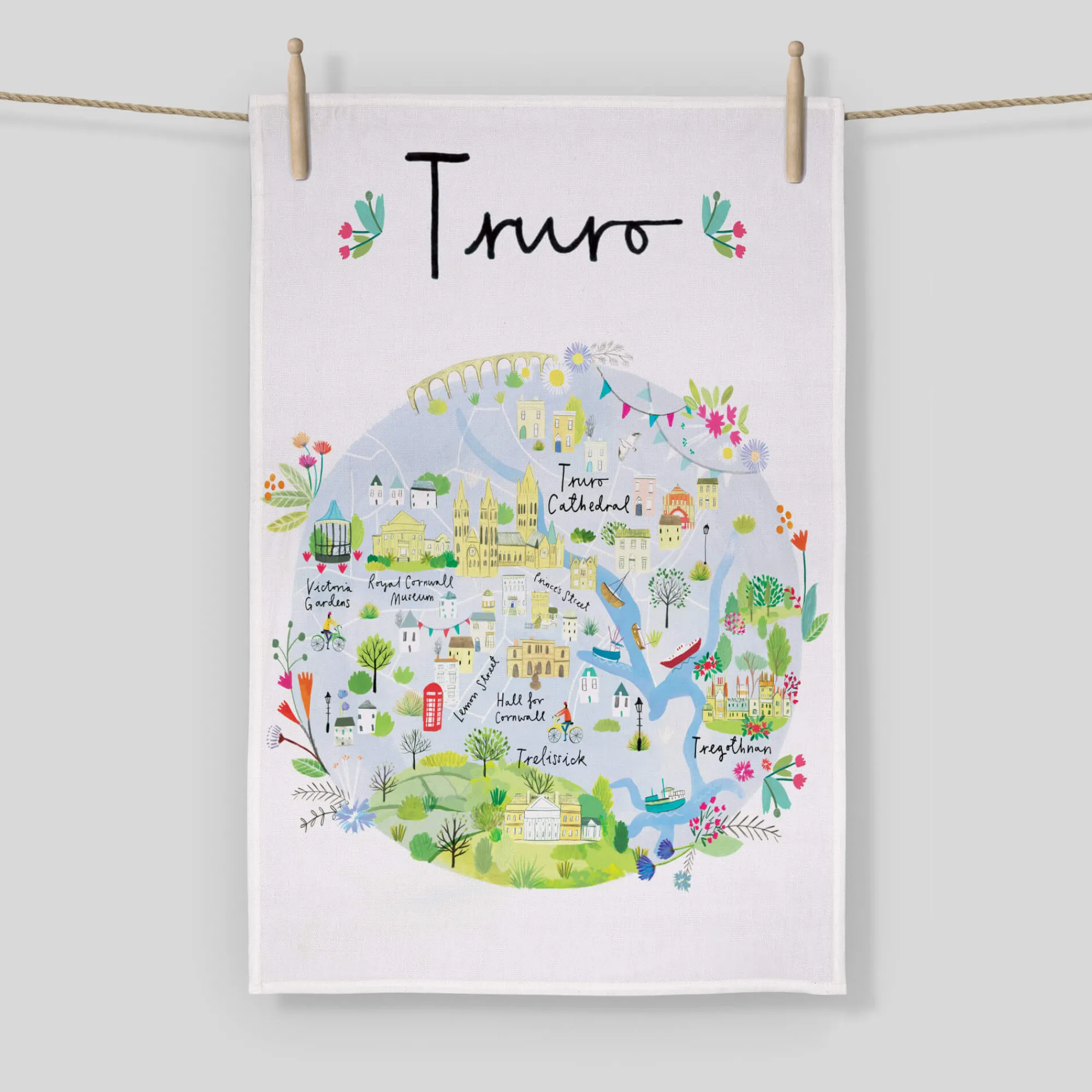 Under £20|Under £10*Whistlefish Truro Map Tea Towel