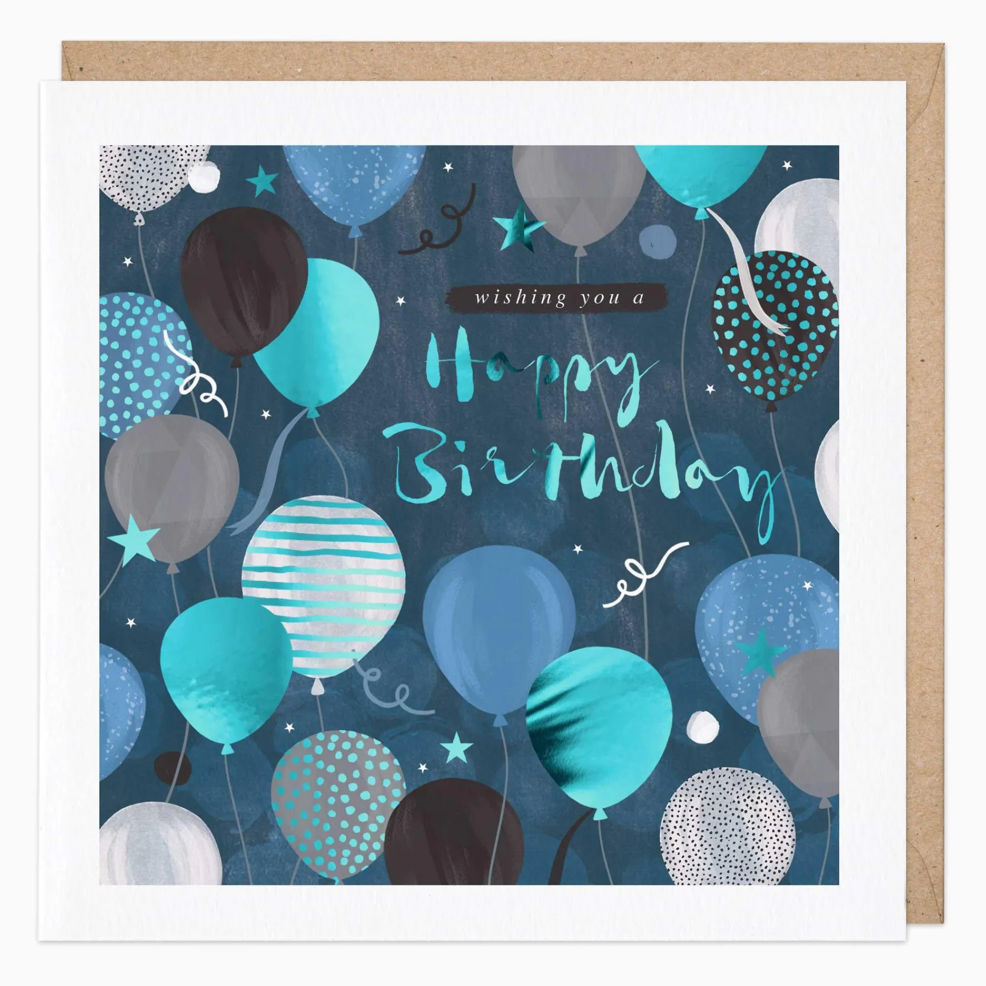 Birthday*Whistlefish Turquoise Balloon Birthday Card