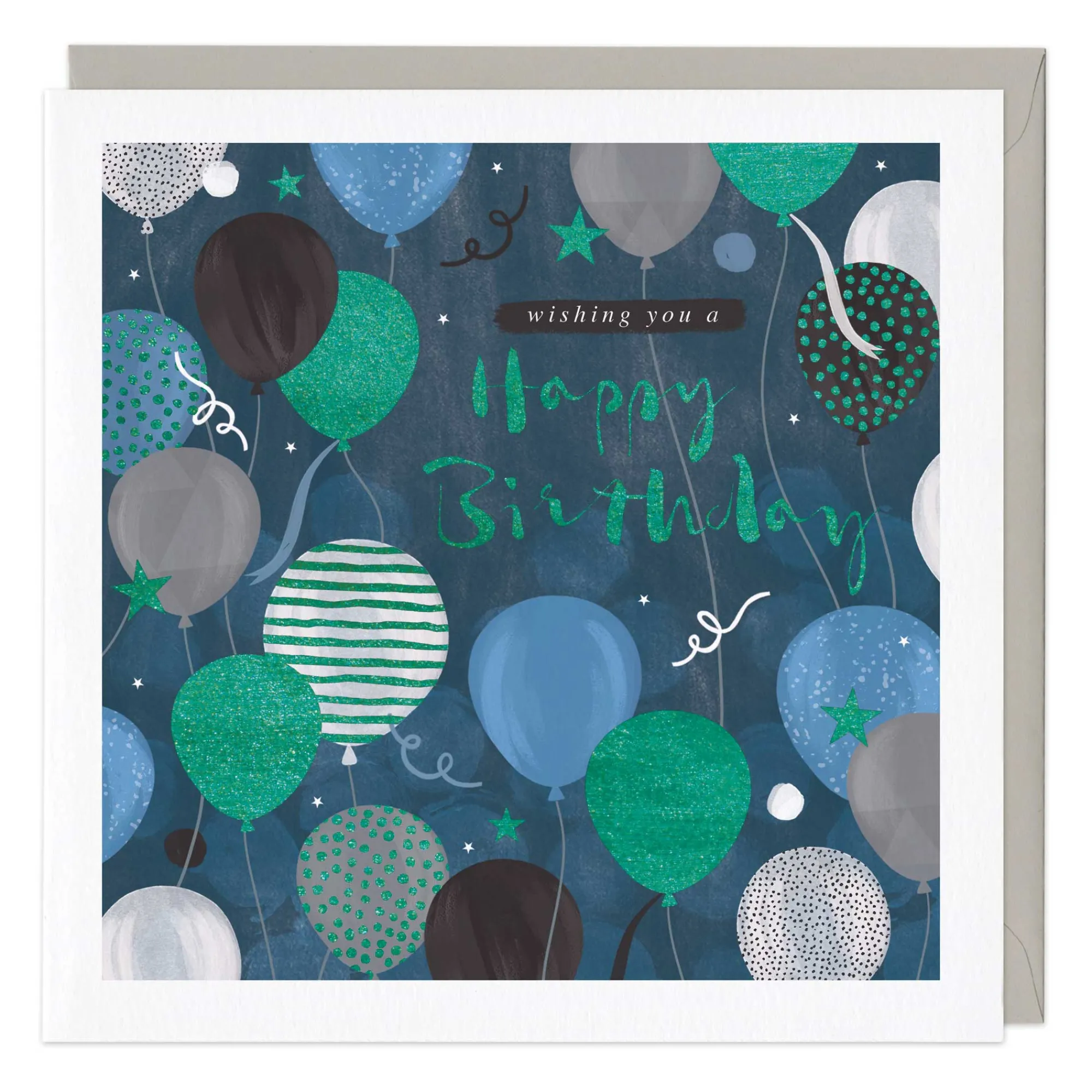 Birthday*Whistlefish Turquoise Balloon Birthday Card