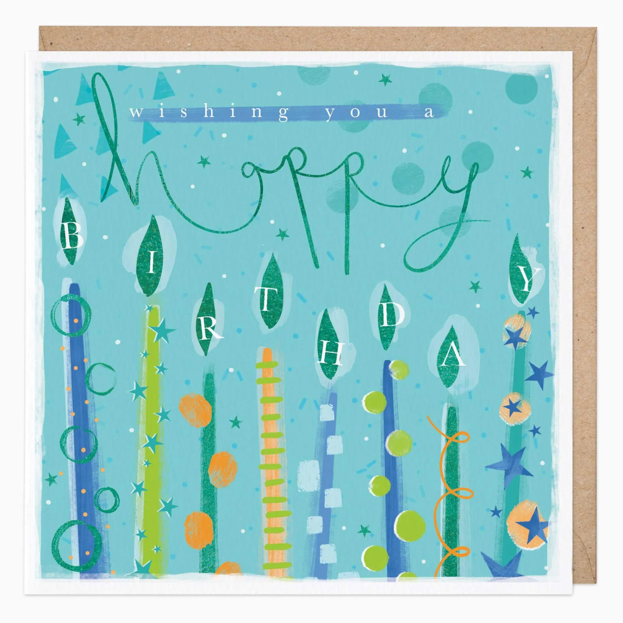 Birthday|For Him*Whistlefish Turquoise Candles Birthday Card