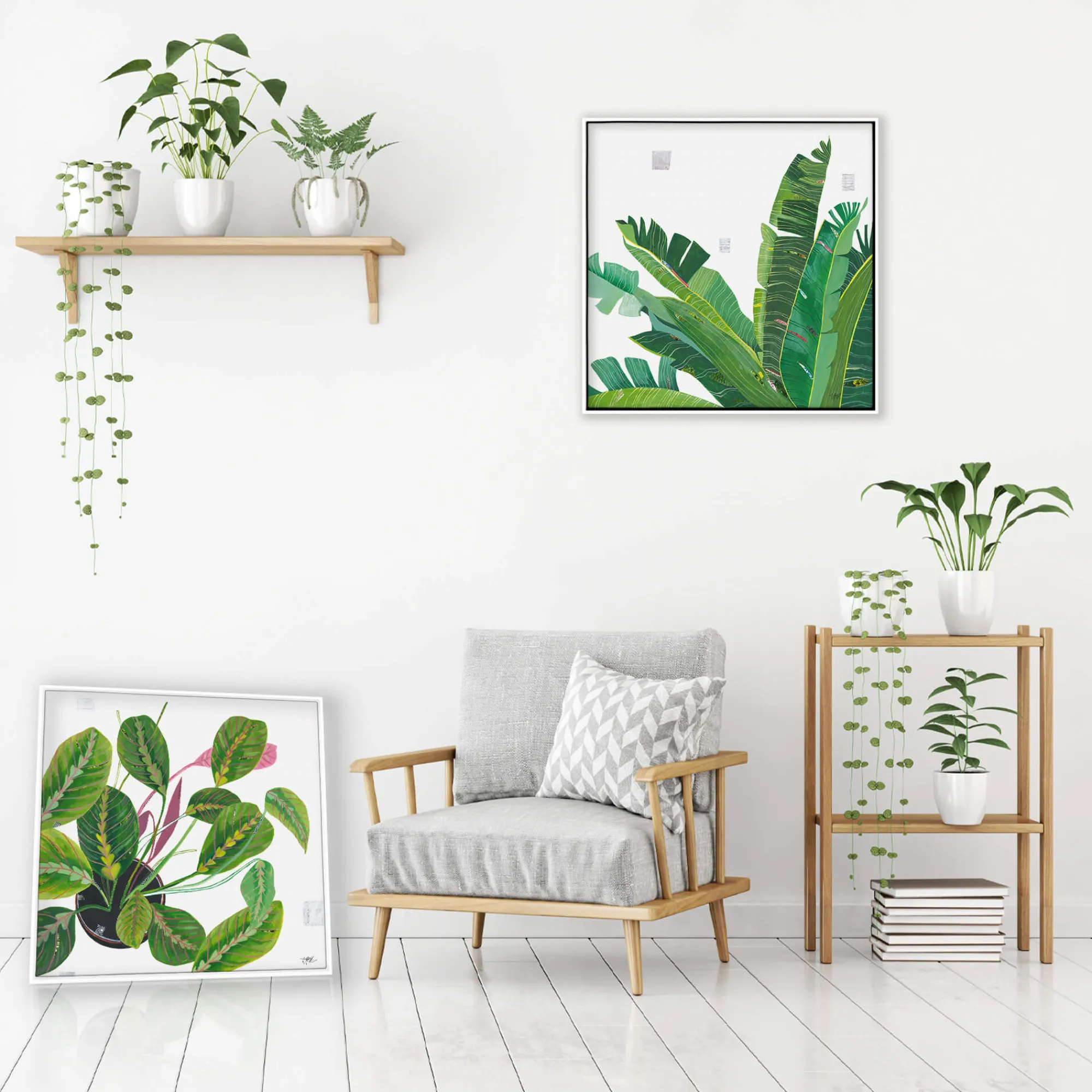 Framed Canvas*Whistlefish Variegated Greens Framed Canvas