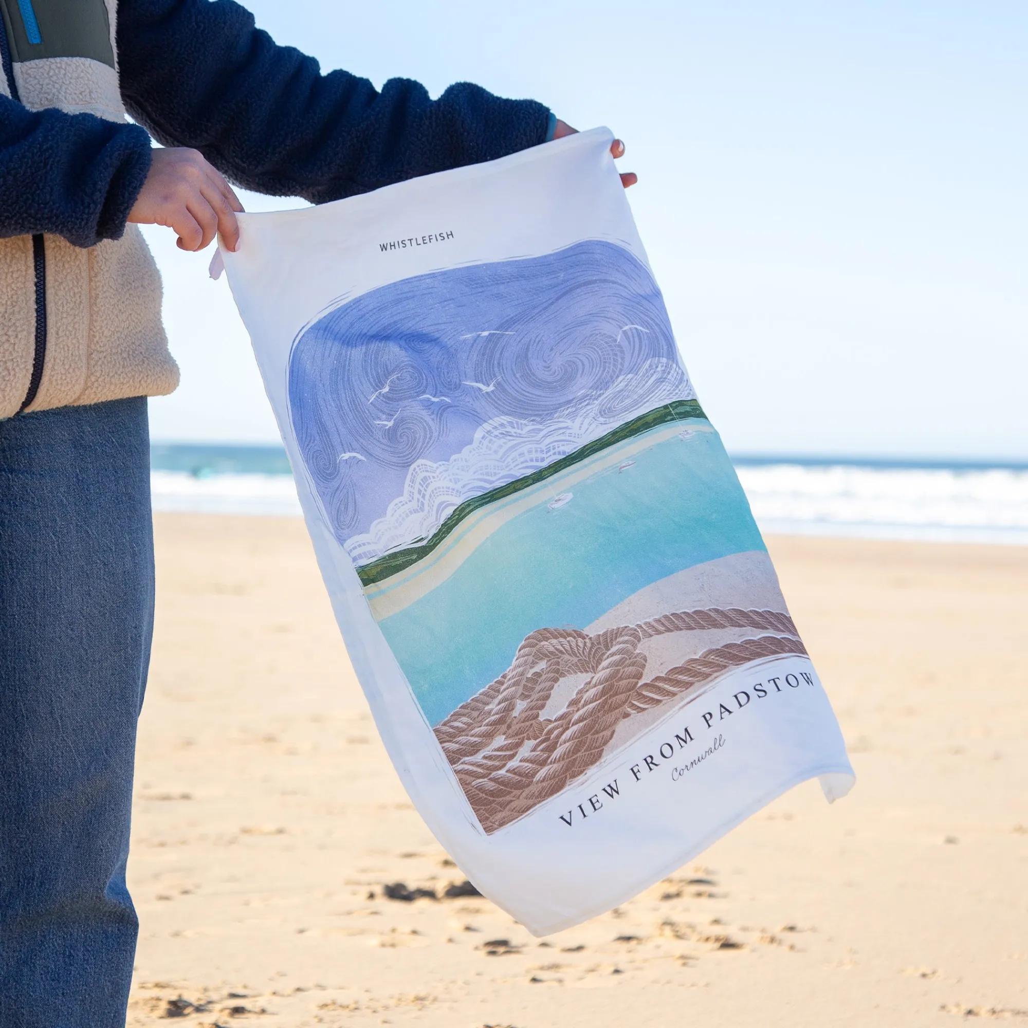 Under £20|Under £10*Whistlefish View From Padstow Arched Lino Tea Towel