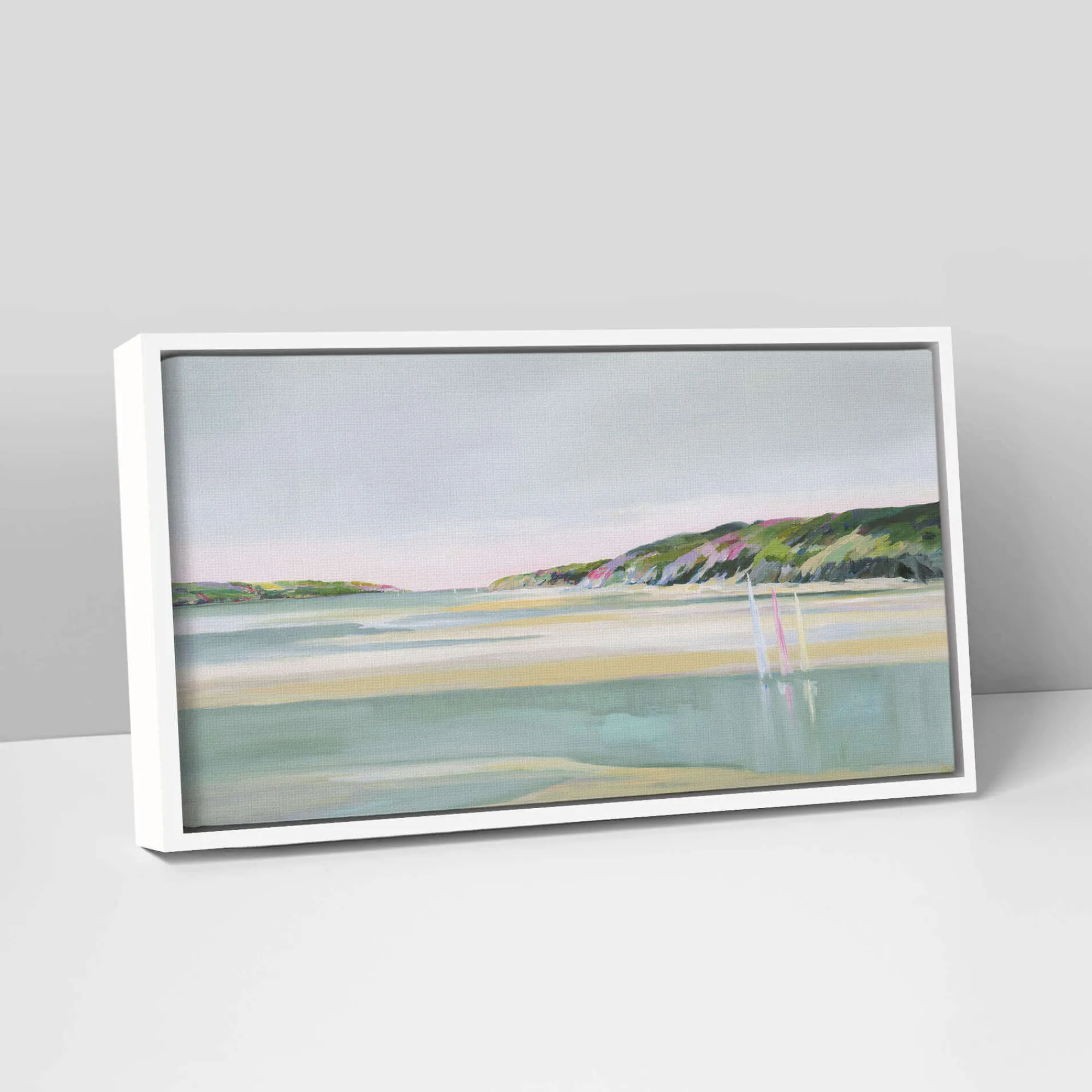 Coastal Scenes|Framed Canvas*Whistlefish Wait For The Turning Tide Framed Canvas