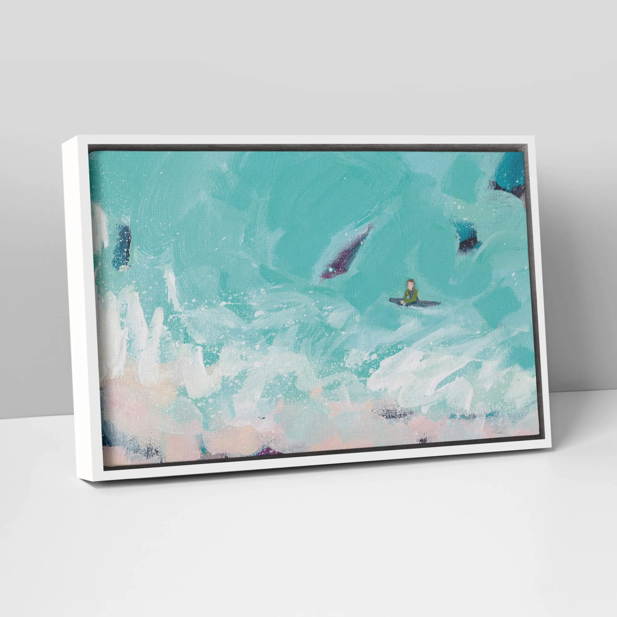Coastal Scenes|Framed Canvas*Whistlefish Waiting For A Wave Framed Canvas