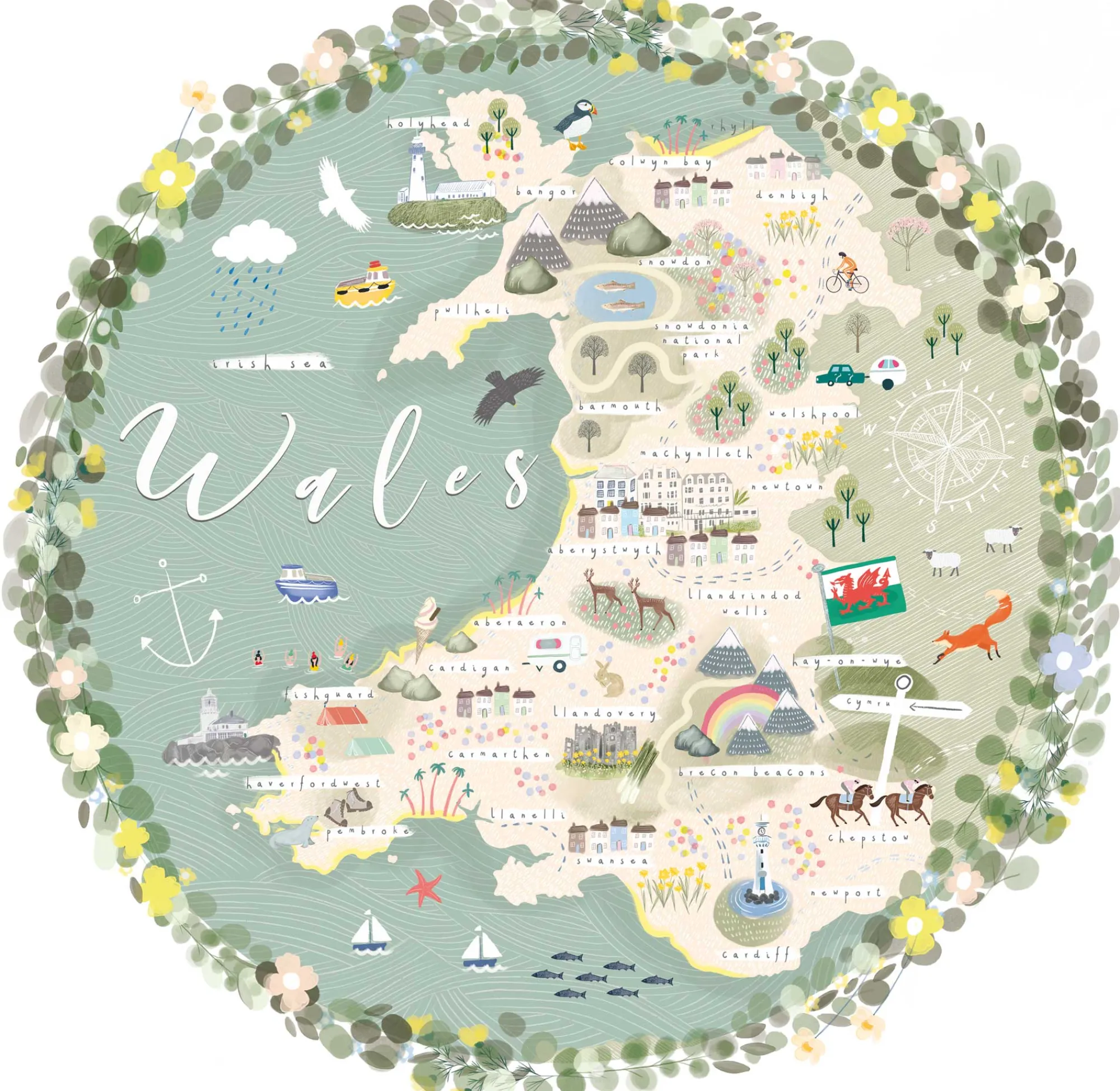 Unframed Prints*Whistlefish Wales Map Art Print