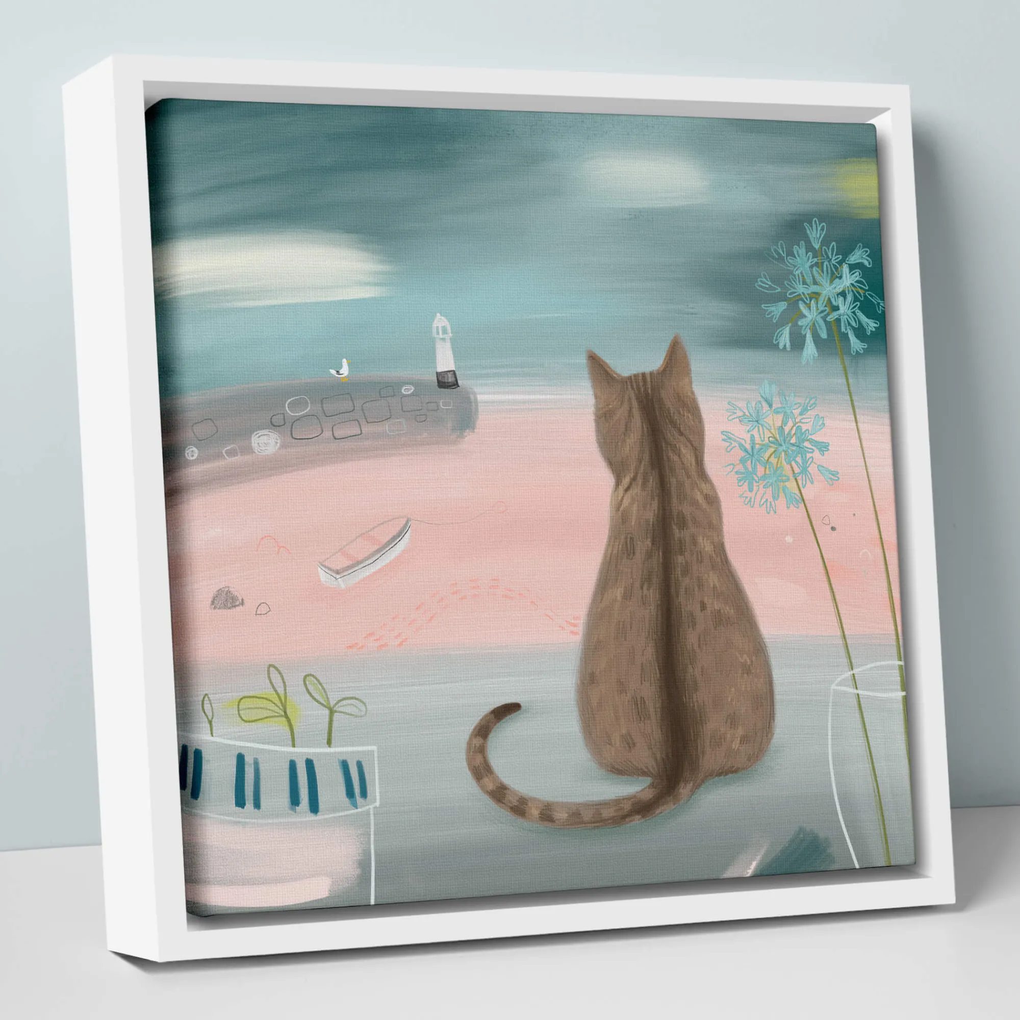 St Ives|Cornwall*Whistlefish Watching St Ives Framed Canvas
