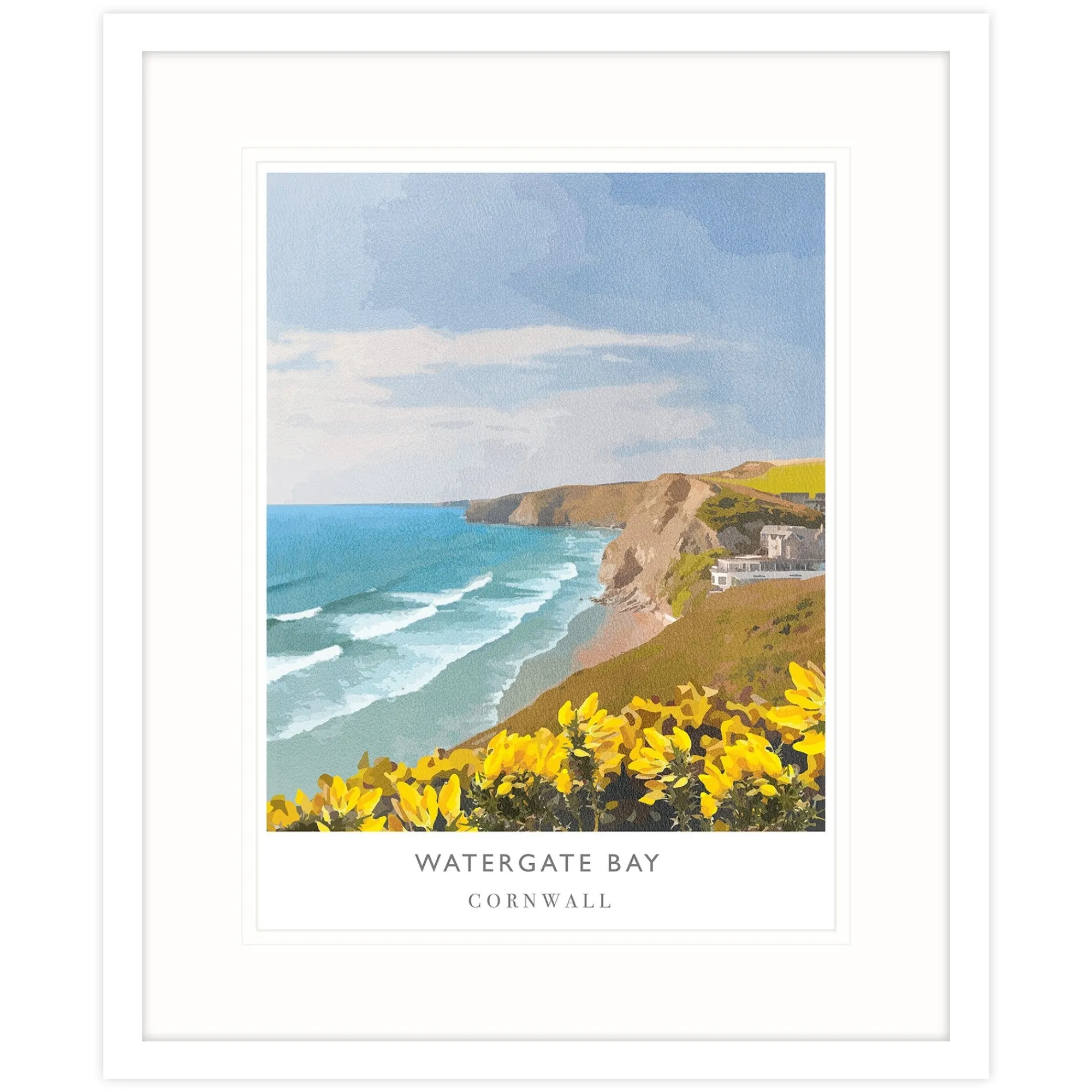 Cornwall|Travel*Whistlefish Watergate Bay Large Framed Print