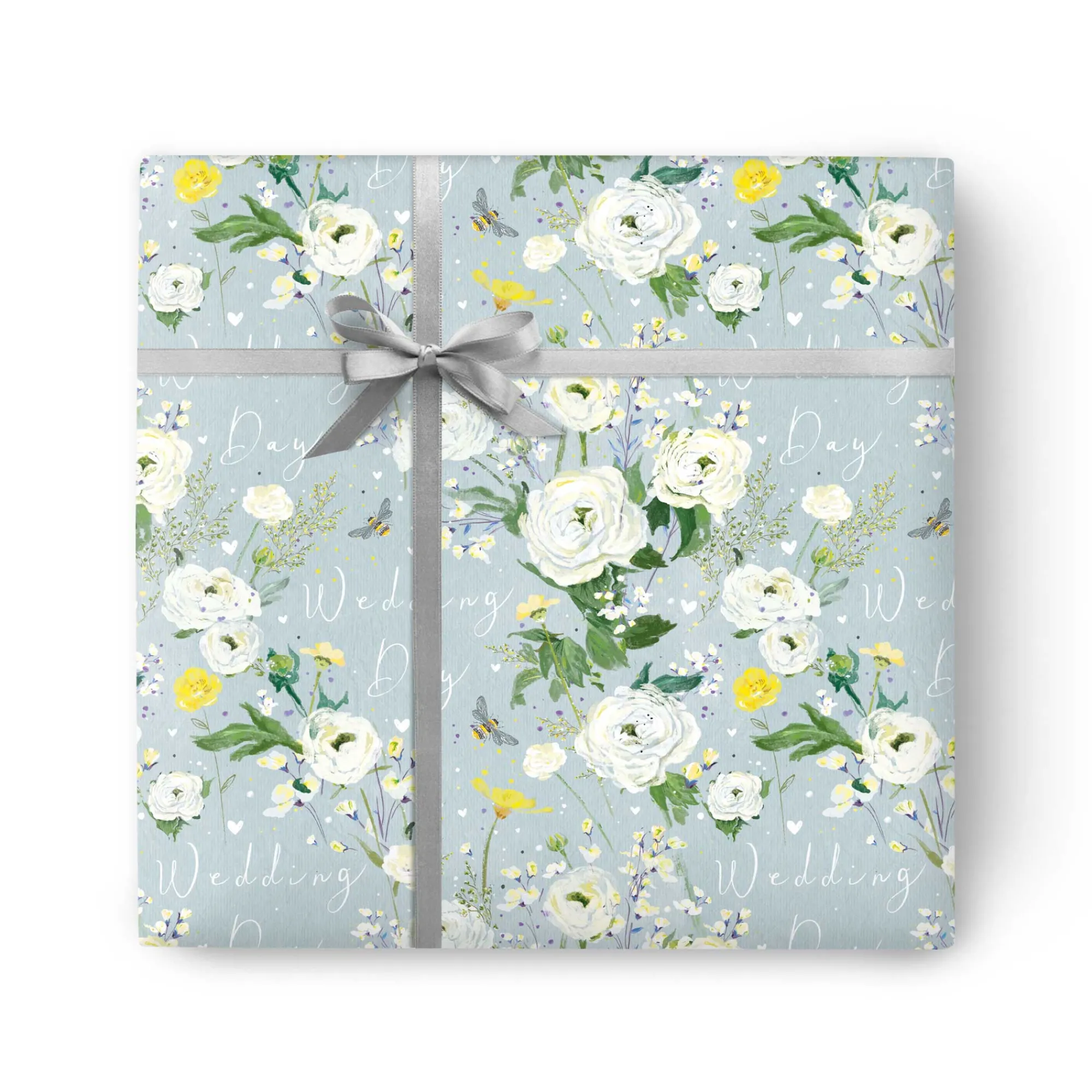 Gift Wrap|Wedding*Whistlefish Wedding Flowers Blue Wrapping Paper