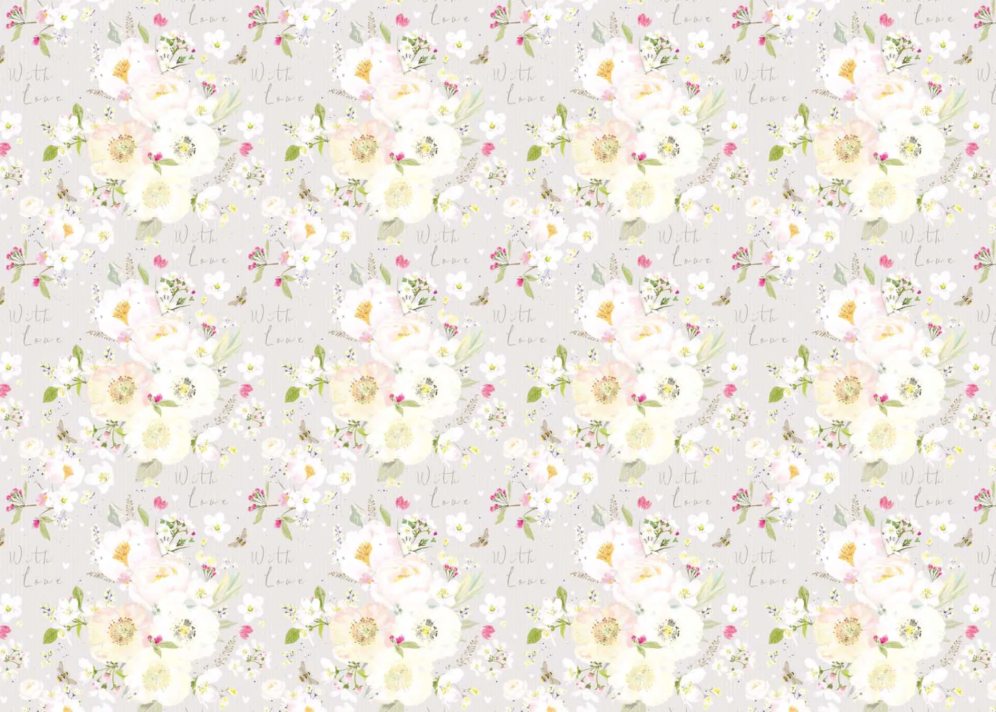 Gift Wrap|Birthday*Whistlefish Wedding Flowers Cream Wrapping Paper
