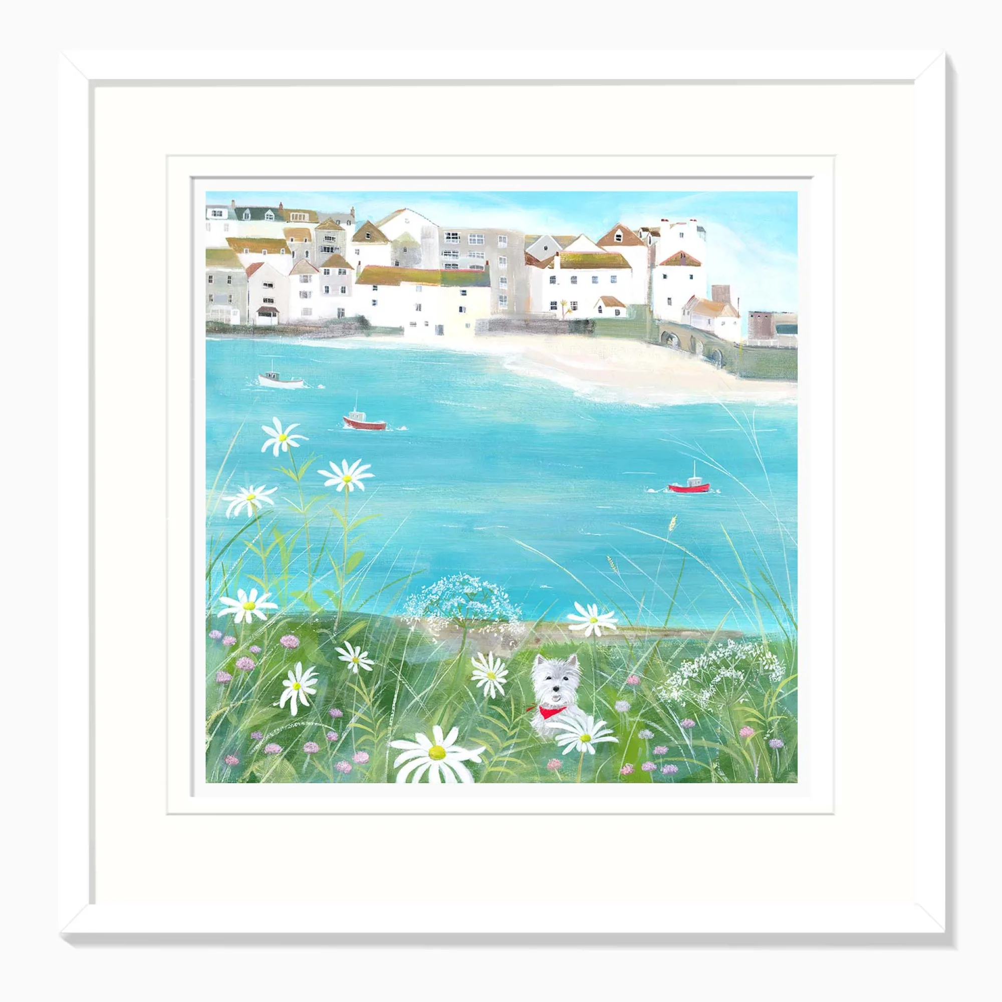 St Ives|Cornwall*Whistlefish Westie watcing St Ives Framed Print