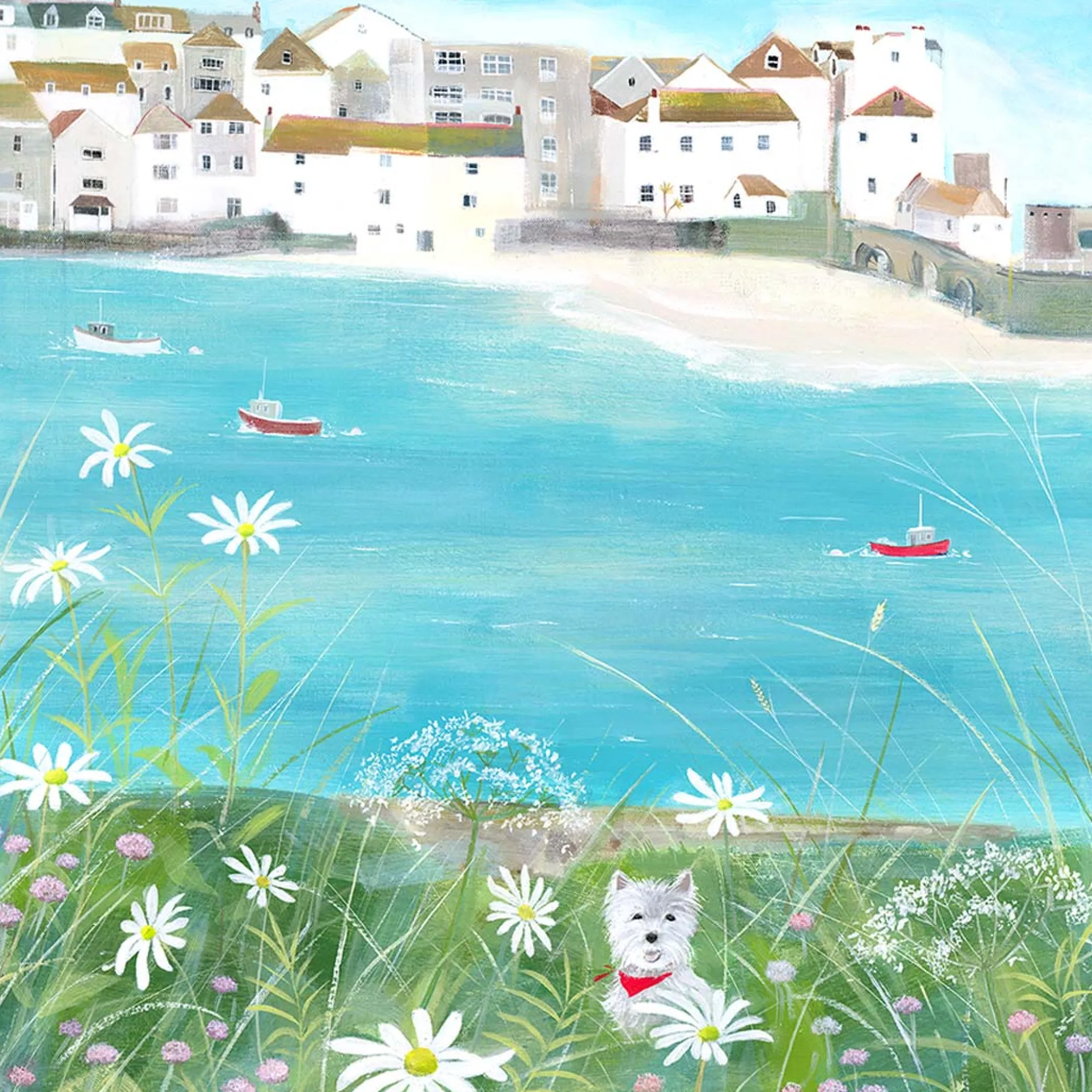 St Ives|Cornwall*Whistlefish Westie watcing St Ives Framed Print
