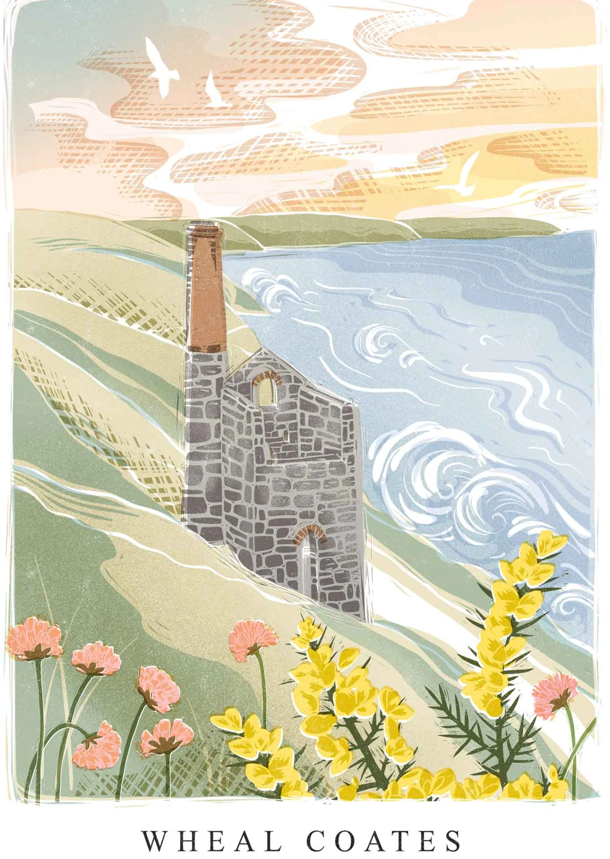 Unframed Prints*Whistlefish Wheal Coates Lino Large Art Print