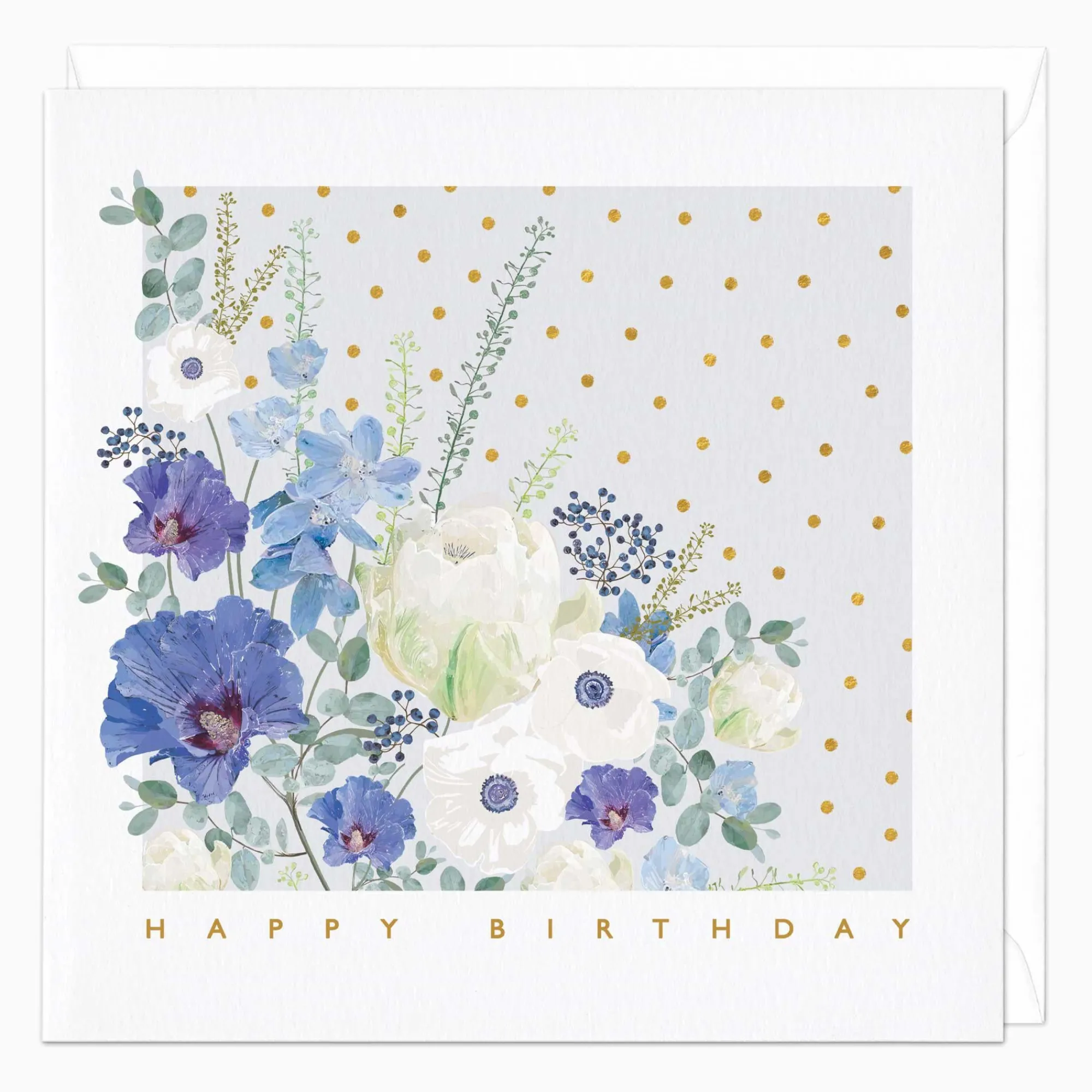 Birthday|For Her*Whistlefish White And Blue Boquet Birthday Card