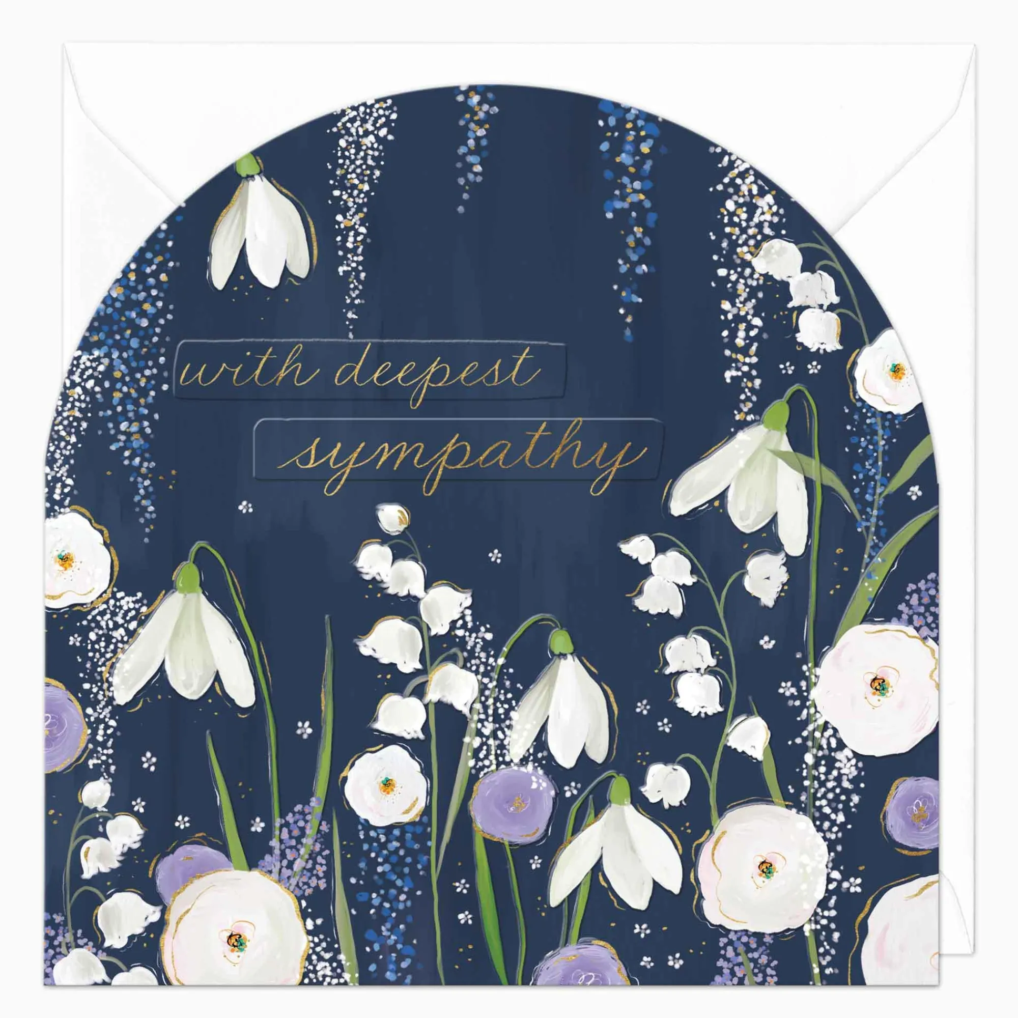 Sympathy*Whistlefish White Blooms Sympathy Arch Card