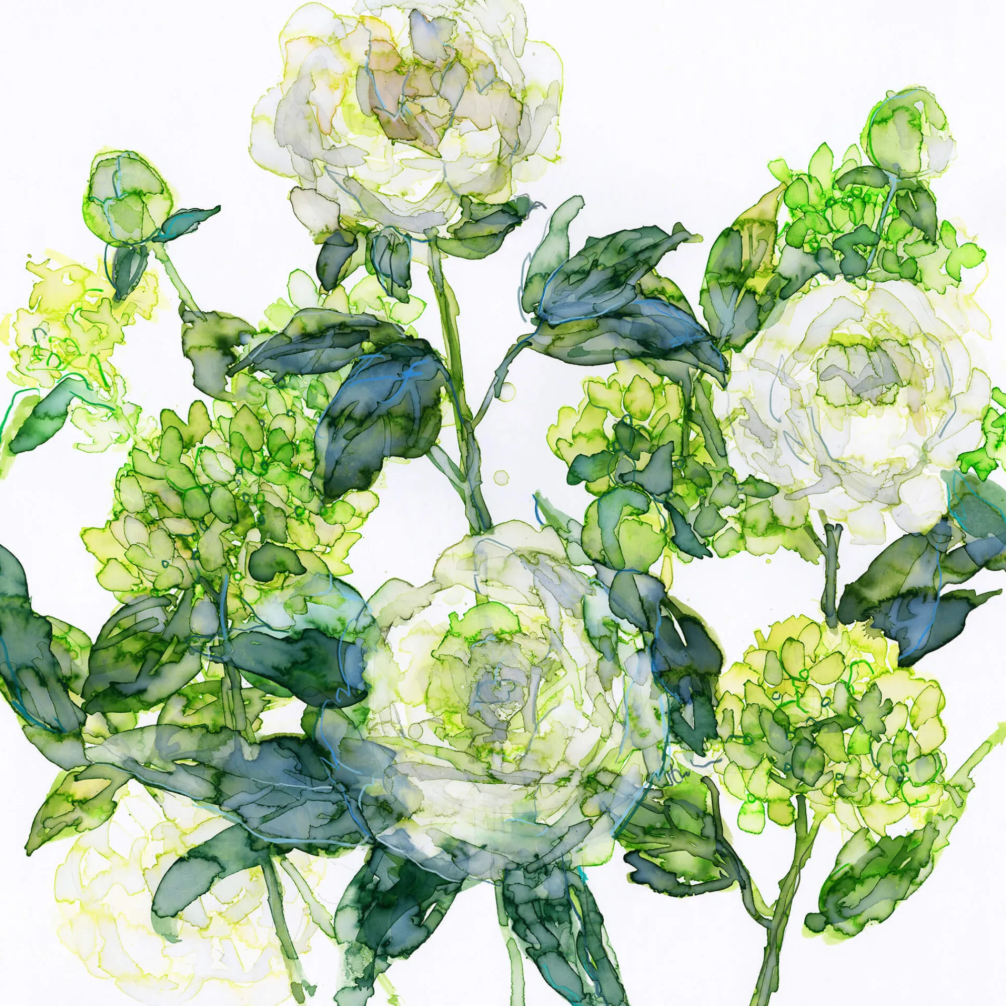 Unframed Prints*Whistlefish White Peonies & Hydrangeas Art Print