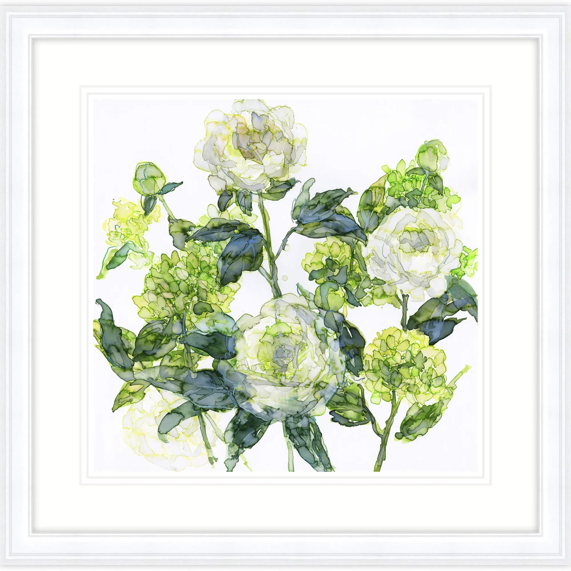 Floral & Flowers|Framed Prints*Whistlefish White Peonies & Hydrangeas Framed Print
