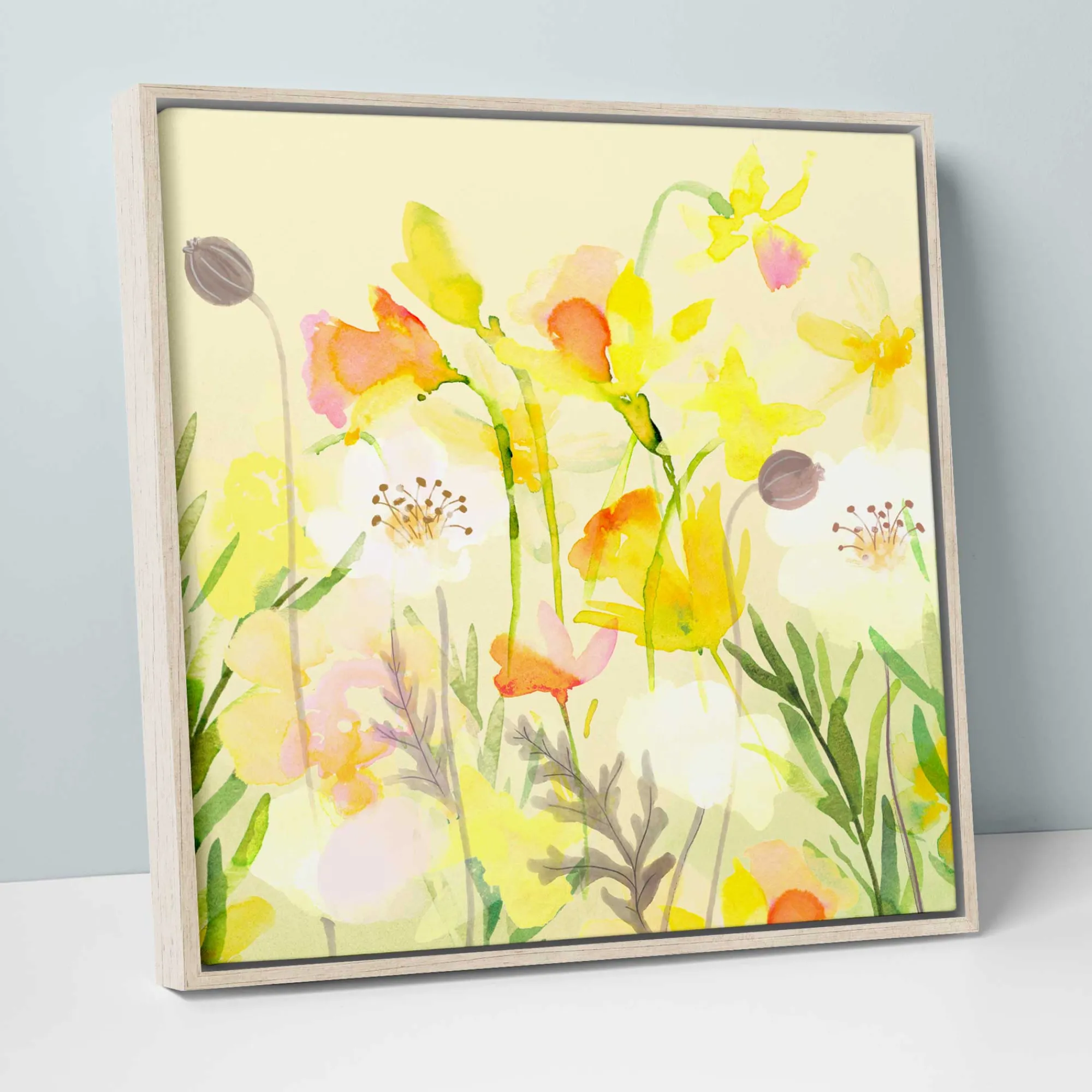 Floral & Flowers|Framed Canvas*Whistlefish White Poppy Med Framed Canvas
