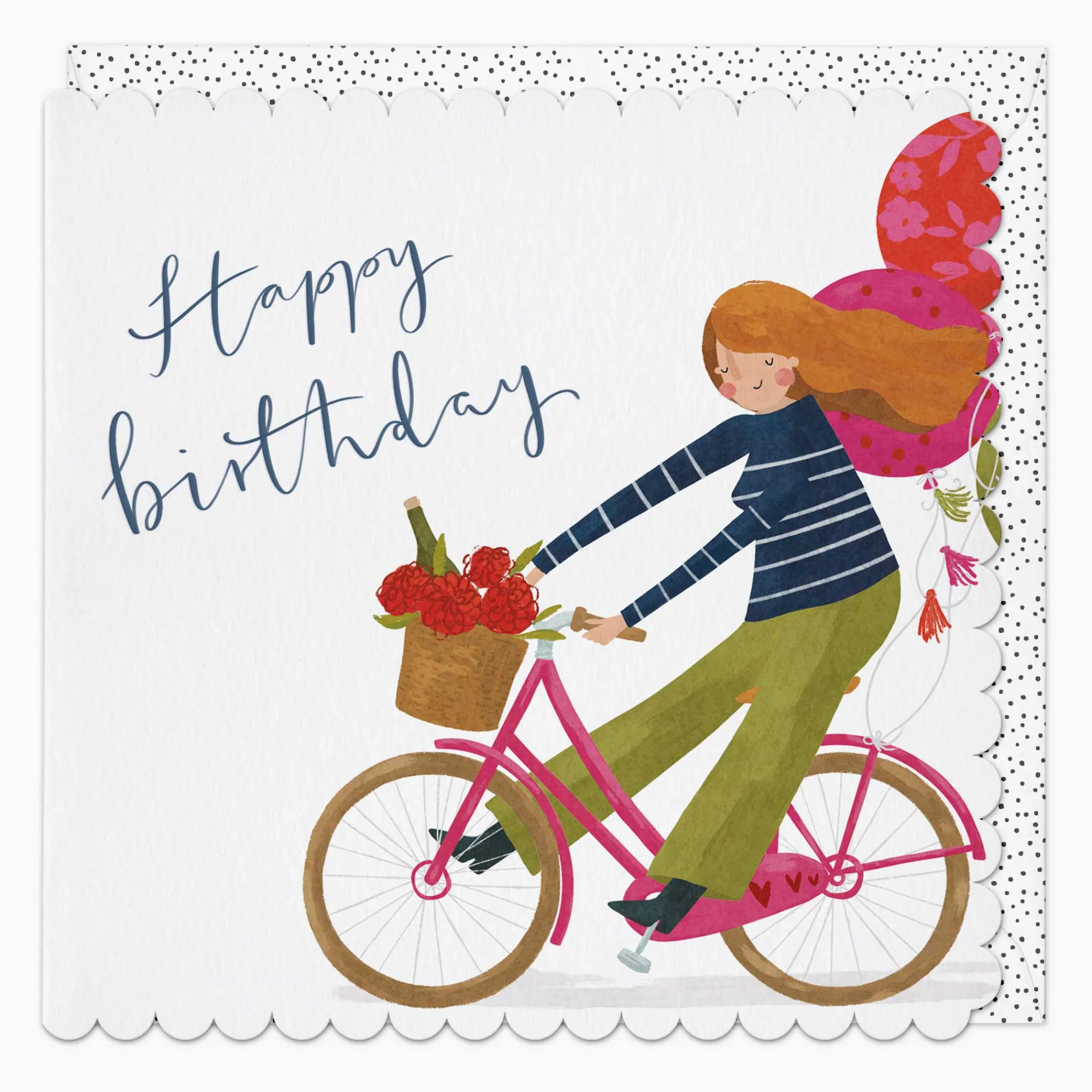 Birthday|For Relatives*Whistlefish Wonderful Bike Birthday Scalloped Card