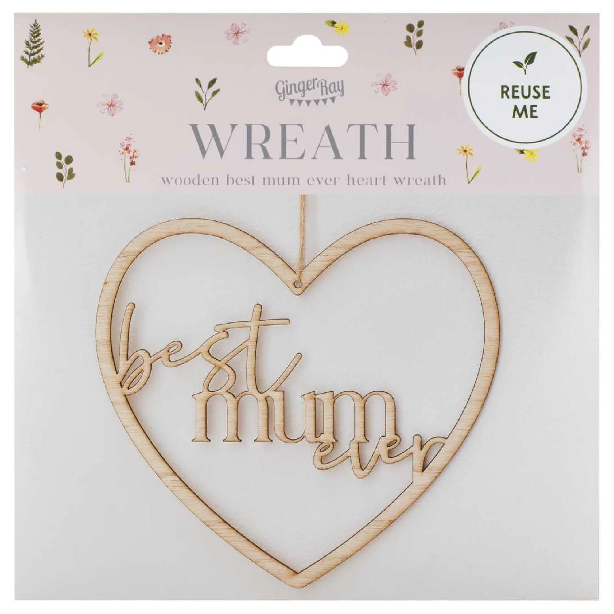 Under £20|Under £10*Whistlefish Wooden Best Mum Ever Heart Wreath