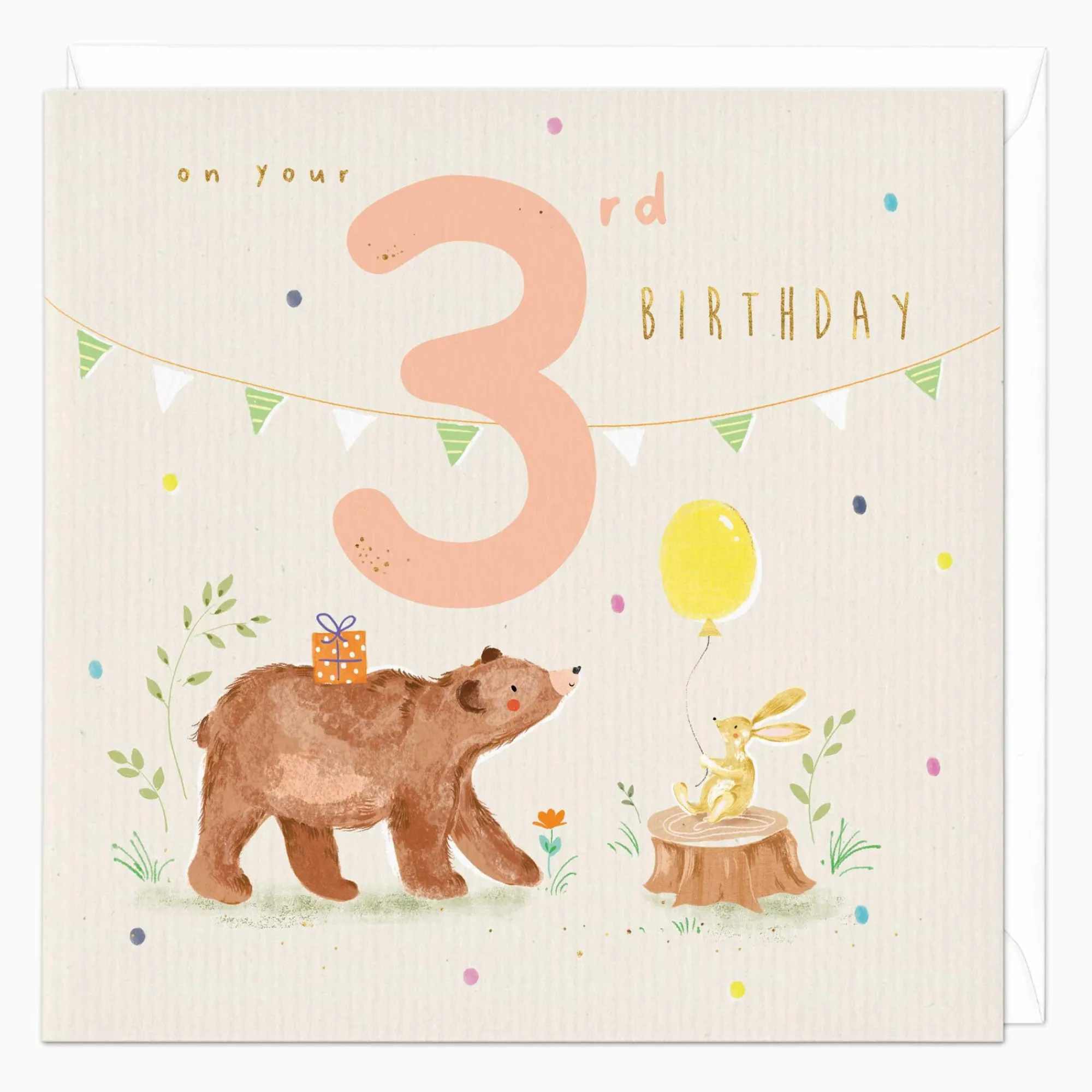 Birthday|By Age*Whistlefish Woodland Animals 3rd Birthday Card